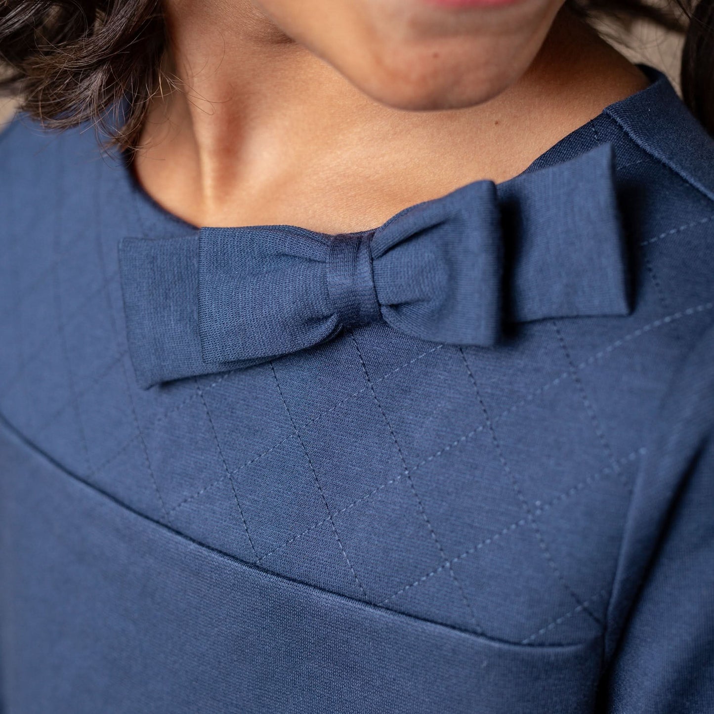 Girls Quilted Ponte Riding Dress - Navy