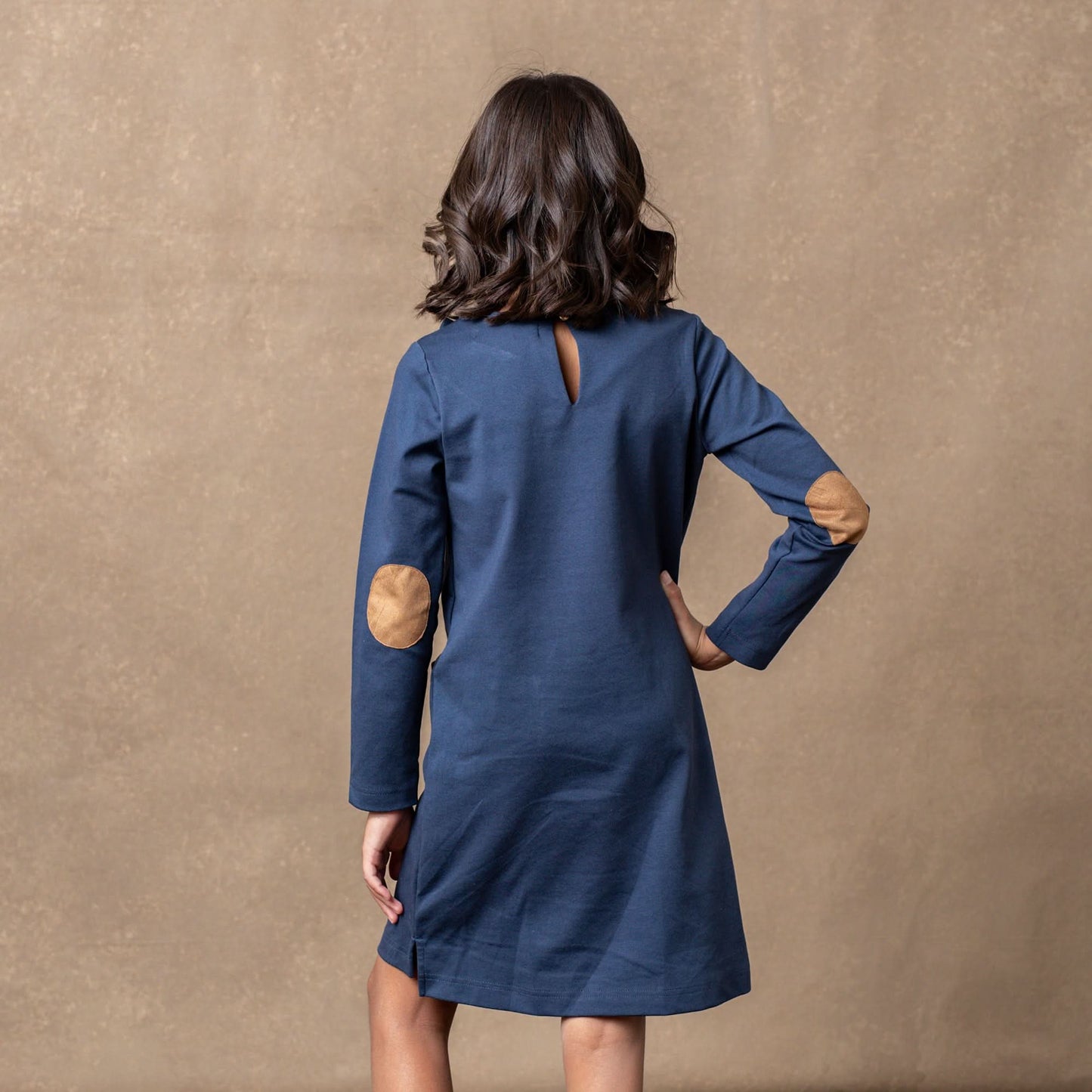 Girls Quilted Ponte Riding Dress - Navy