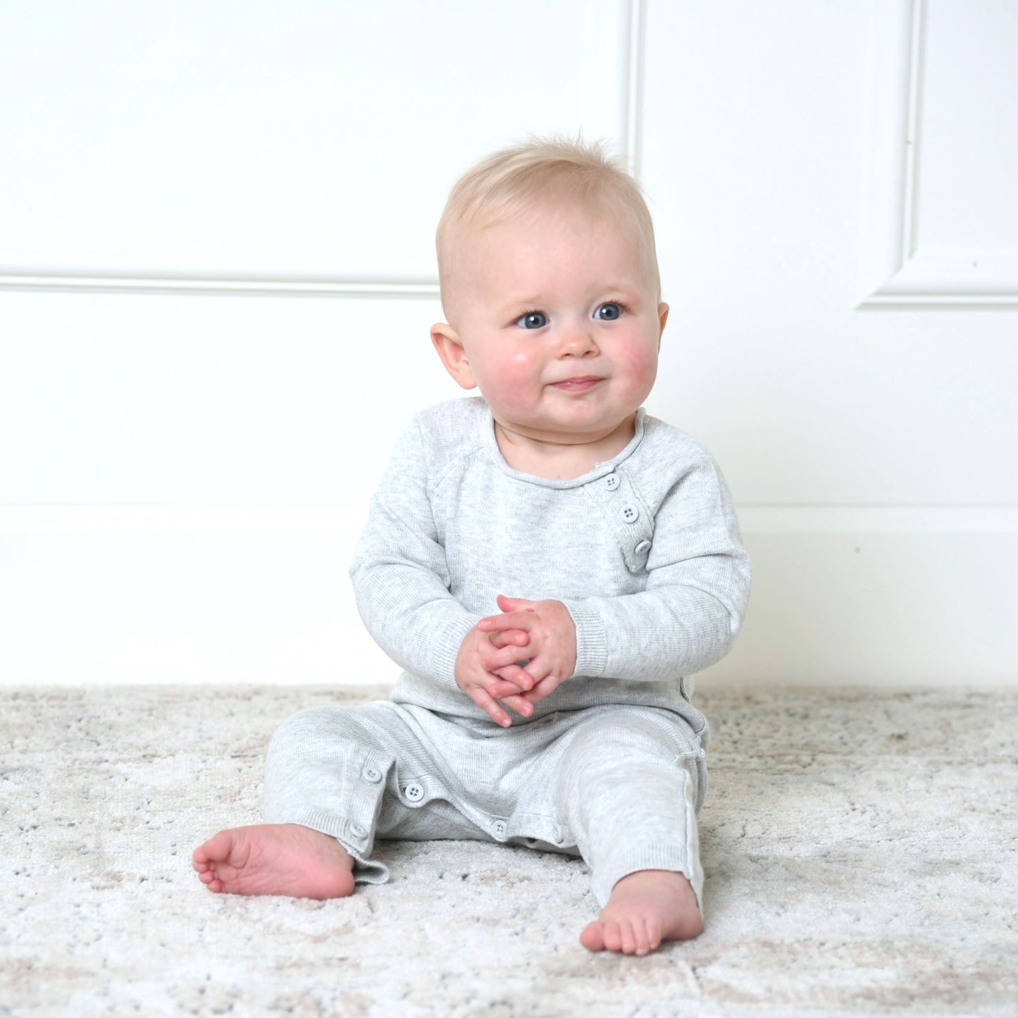 Organic Baby Raglan Knit Romper & Jacquard Blanket Gift Set
