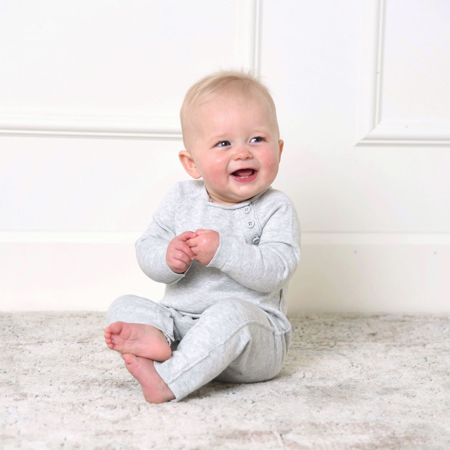 Organic Baby Raglan Knit Romper & Jacquard Blanket Gift Set