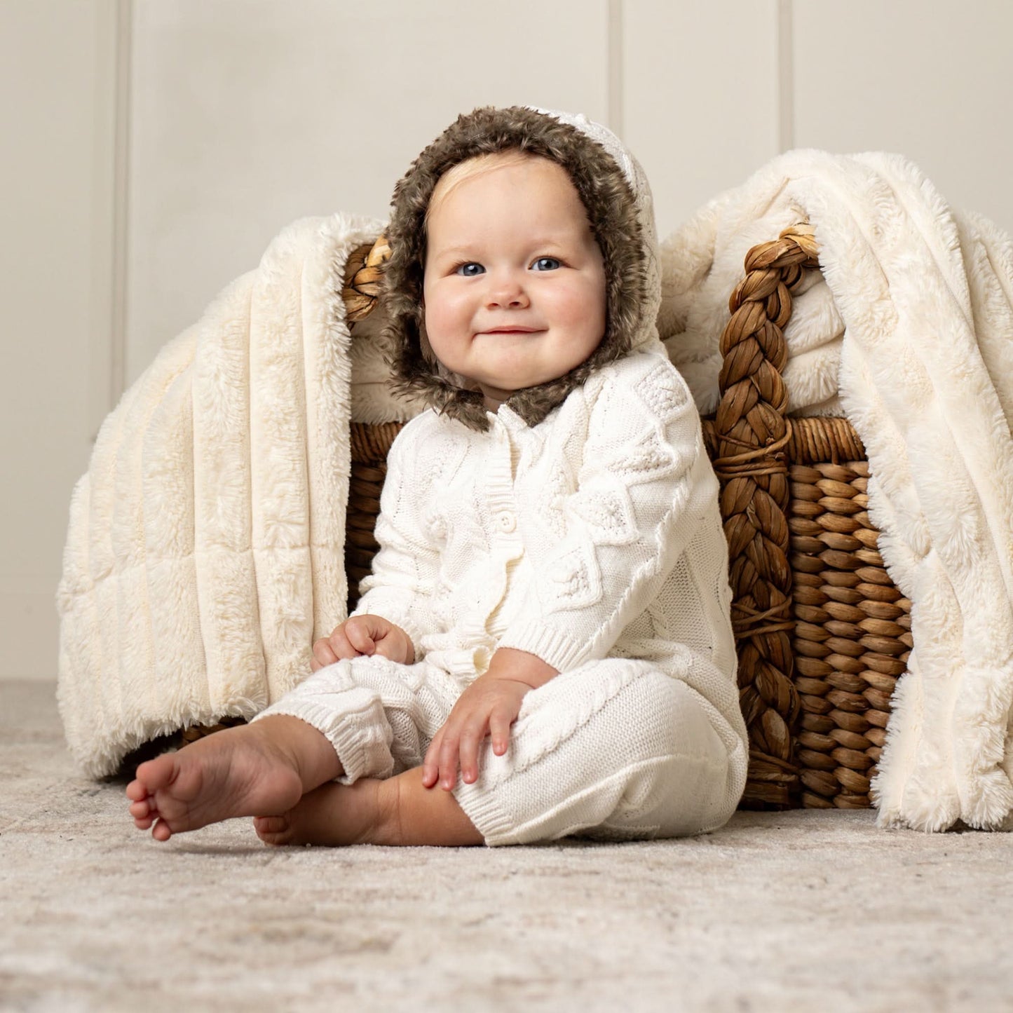 Organic Baby Faux Fur Hooded Romper