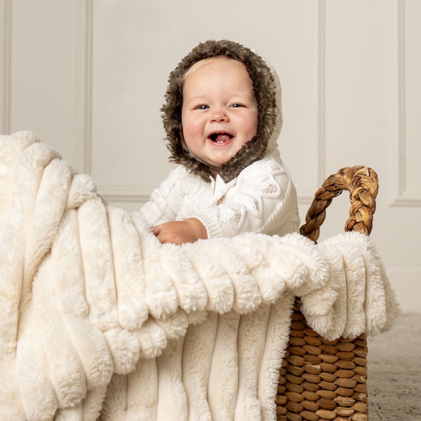 Organic Baby Faux Fur Hooded Romper