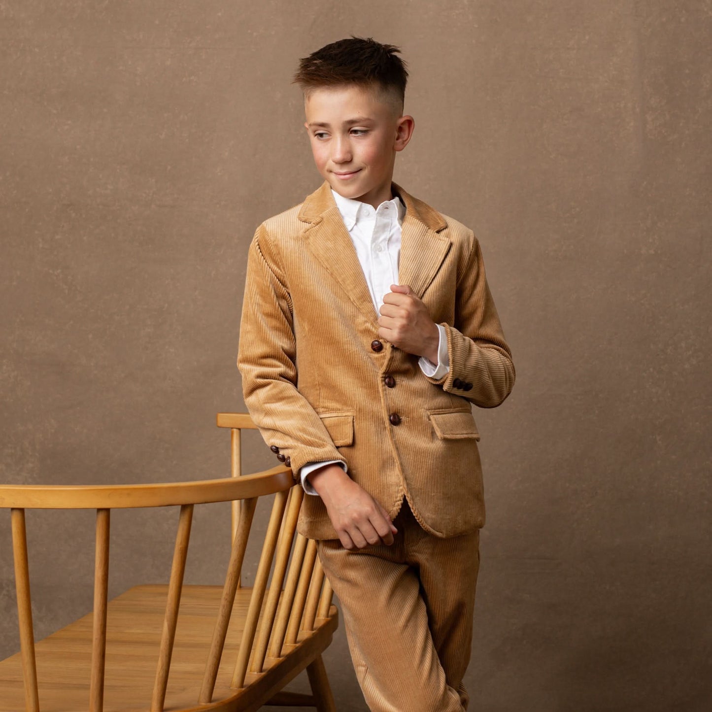 Corduroy Toddler & Kid Boy Blazer with Elbow Patches - Brown