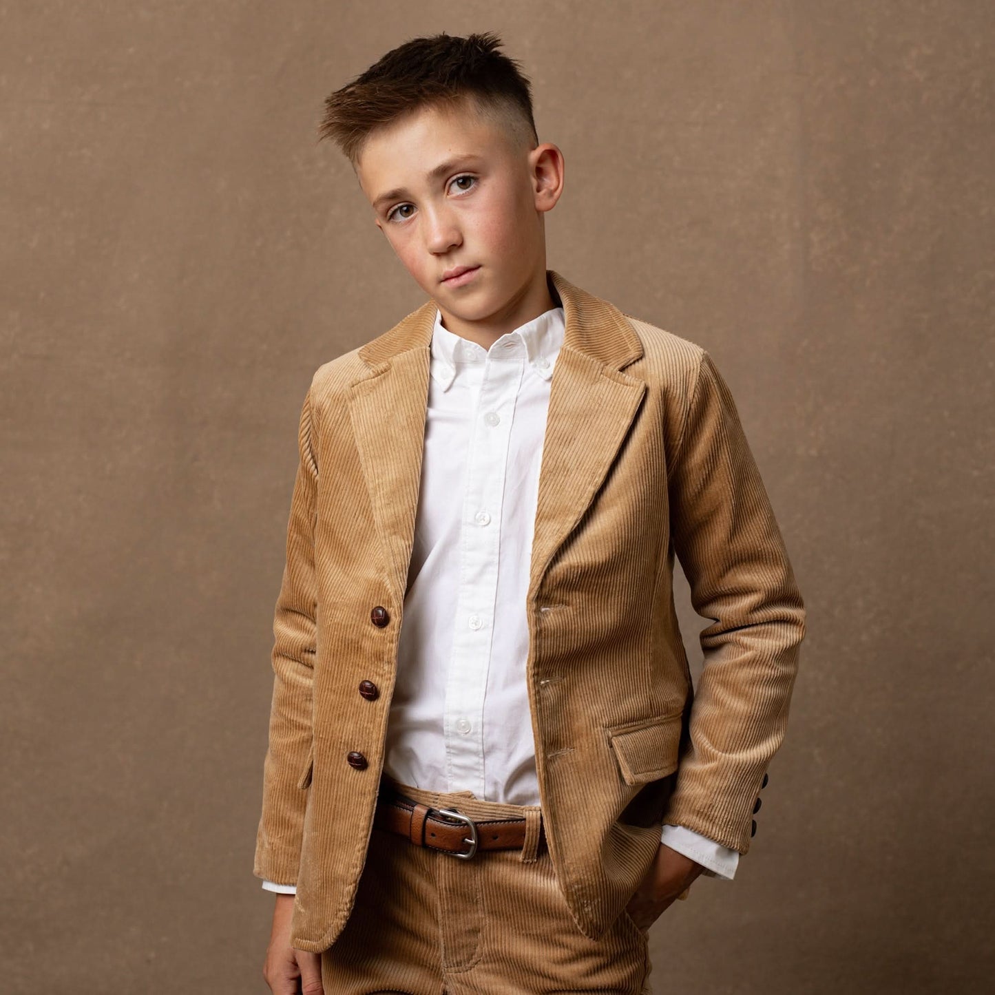 Corduroy Toddler & Kid Boy Blazer with Elbow Patches - Brown