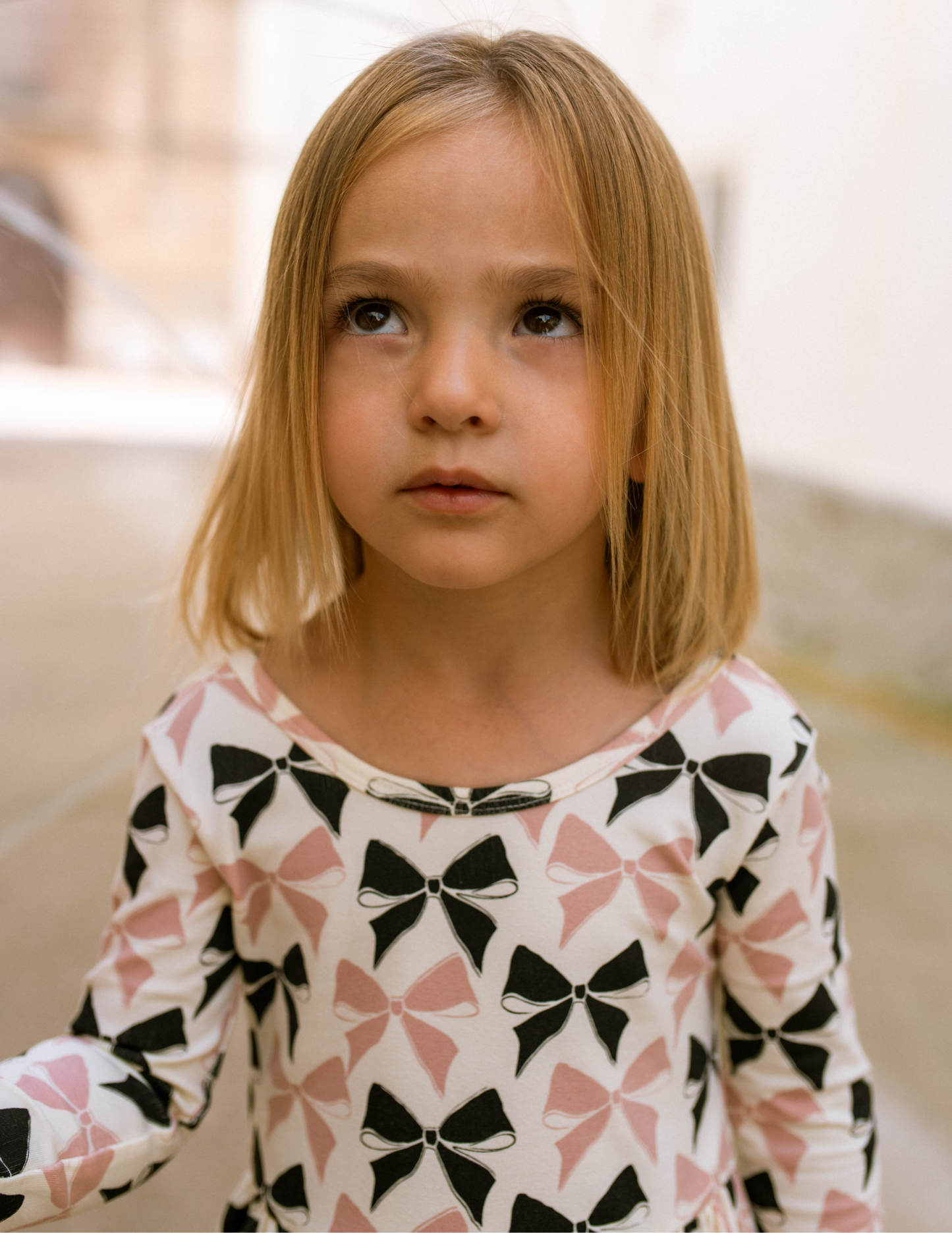 Organic Girls Twirl Dress - Black and Pink Bows