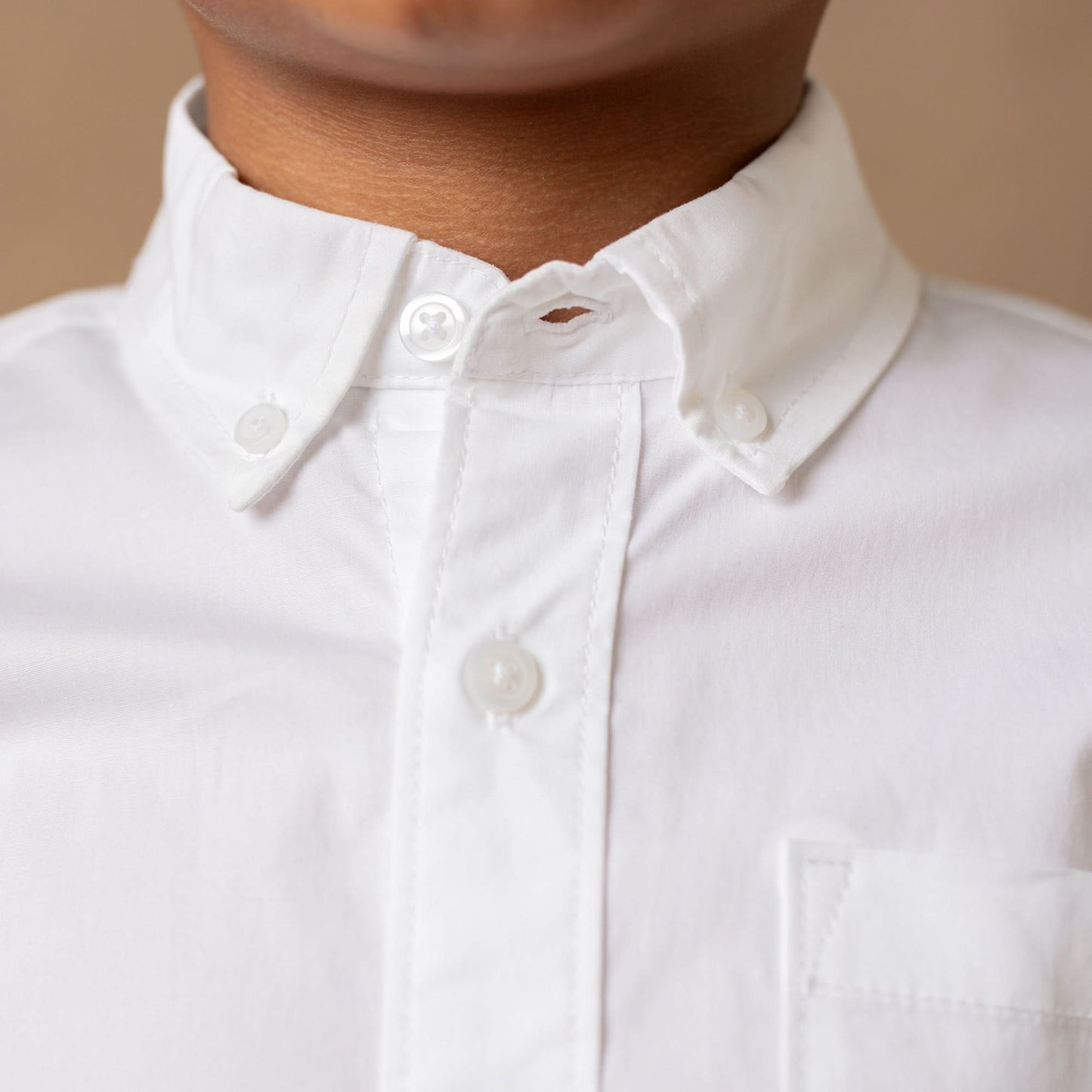 Baby Boy Stretch Poplin Organic Button Down Shirt - White