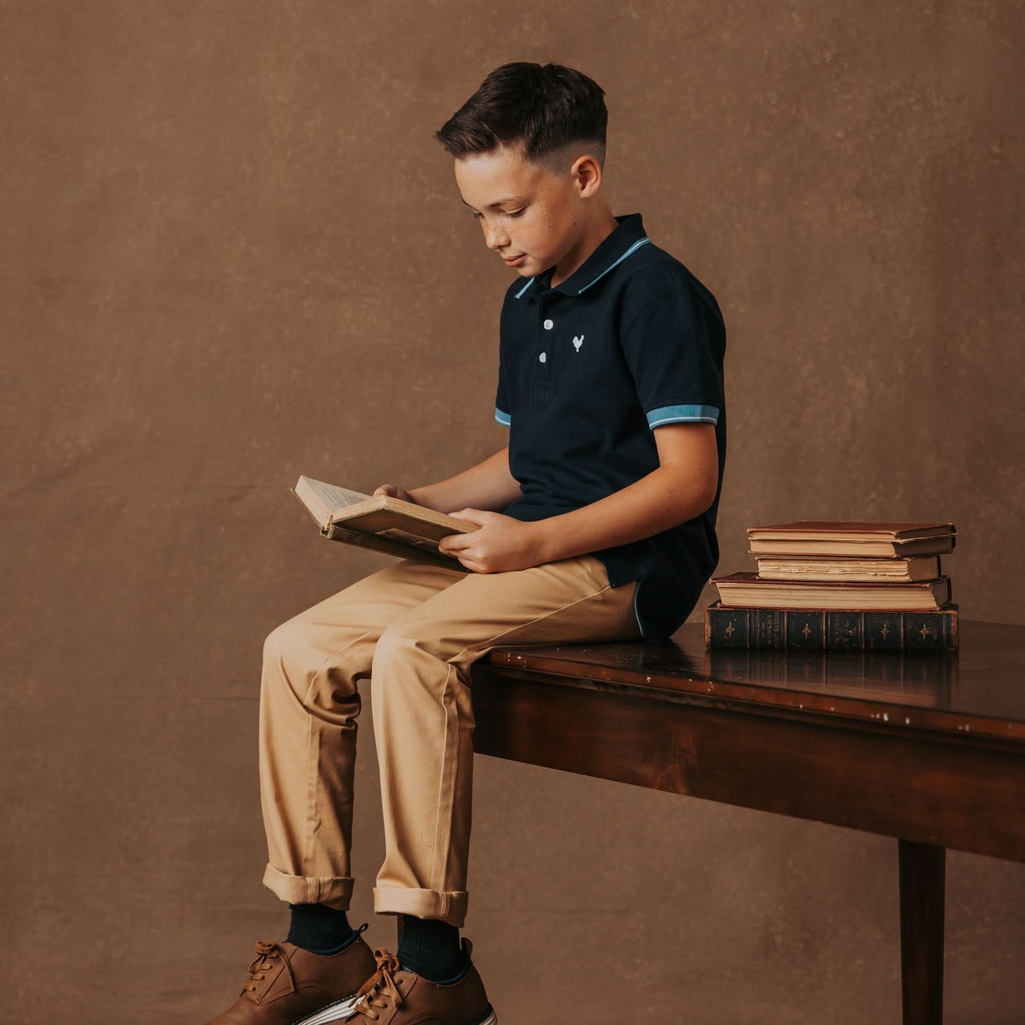 Boys Organic Skinny Stretch Twill Chino - Khaki