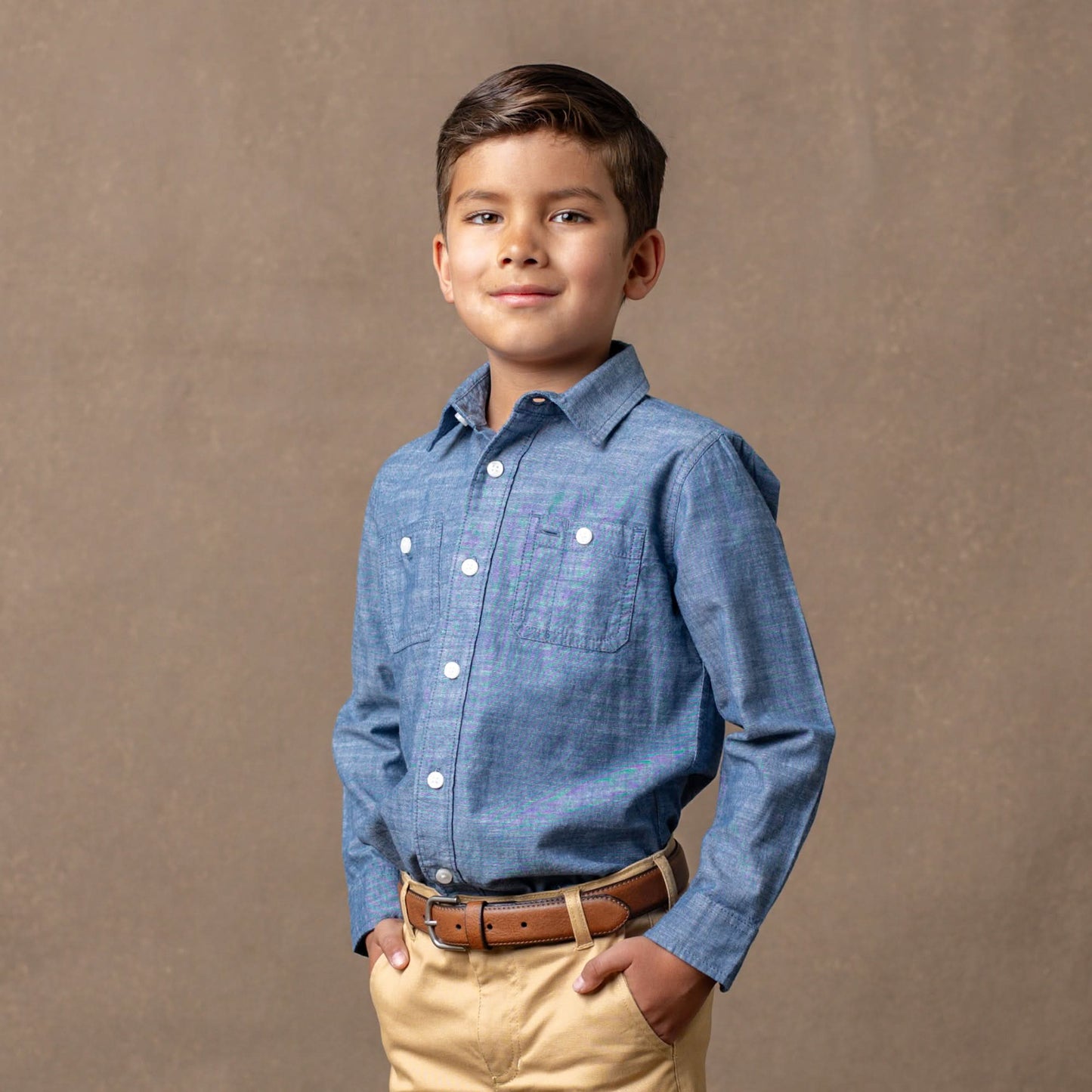 Boys Organic Chambray Button Down Shirt