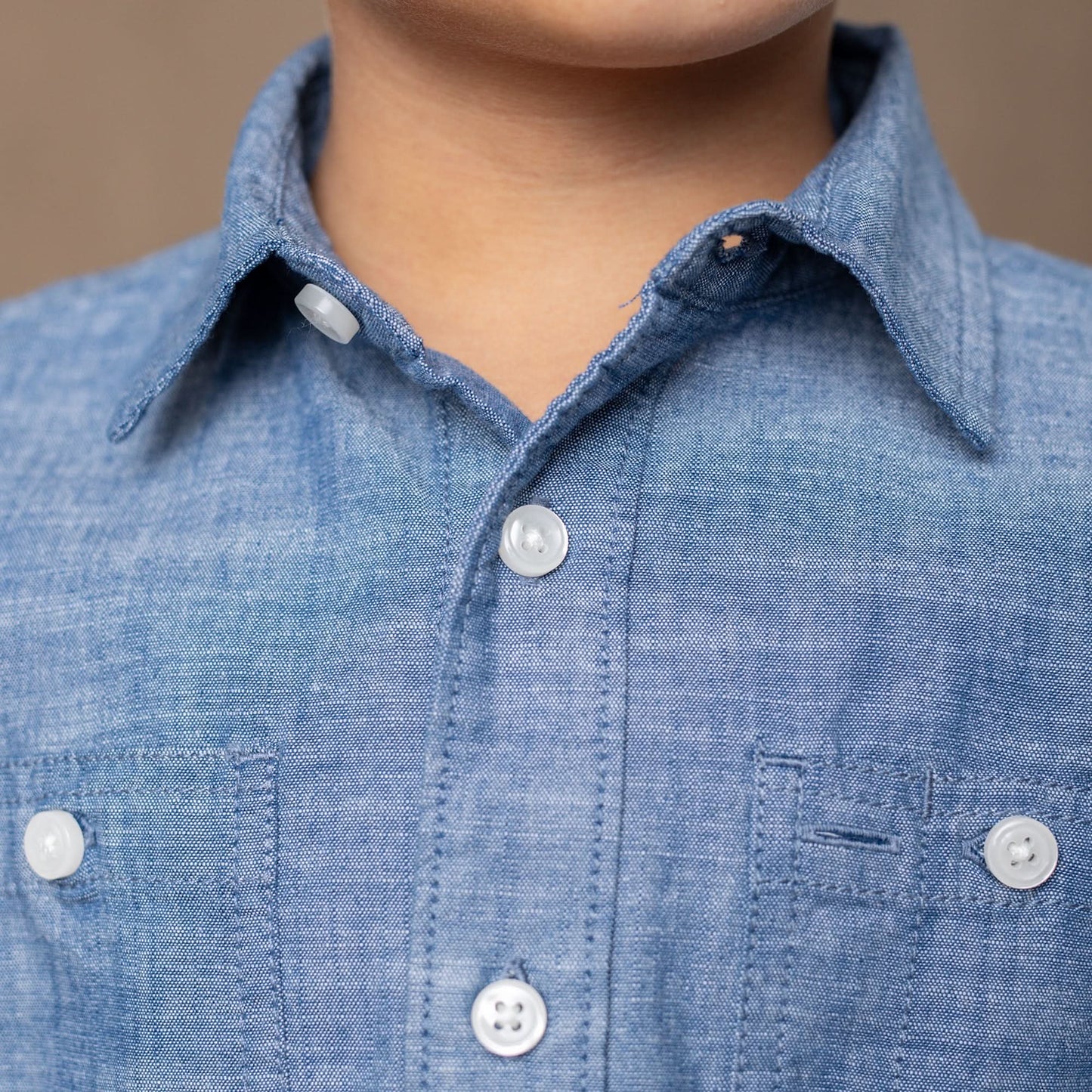 Boys Organic Chambray Button Down Shirt