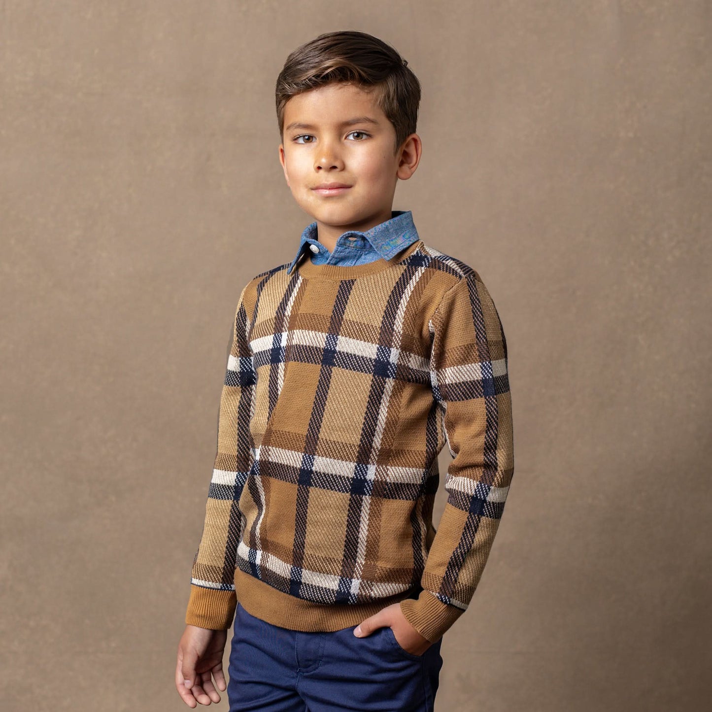 Baby Boy Crew Neck Organic Pullover Sweater