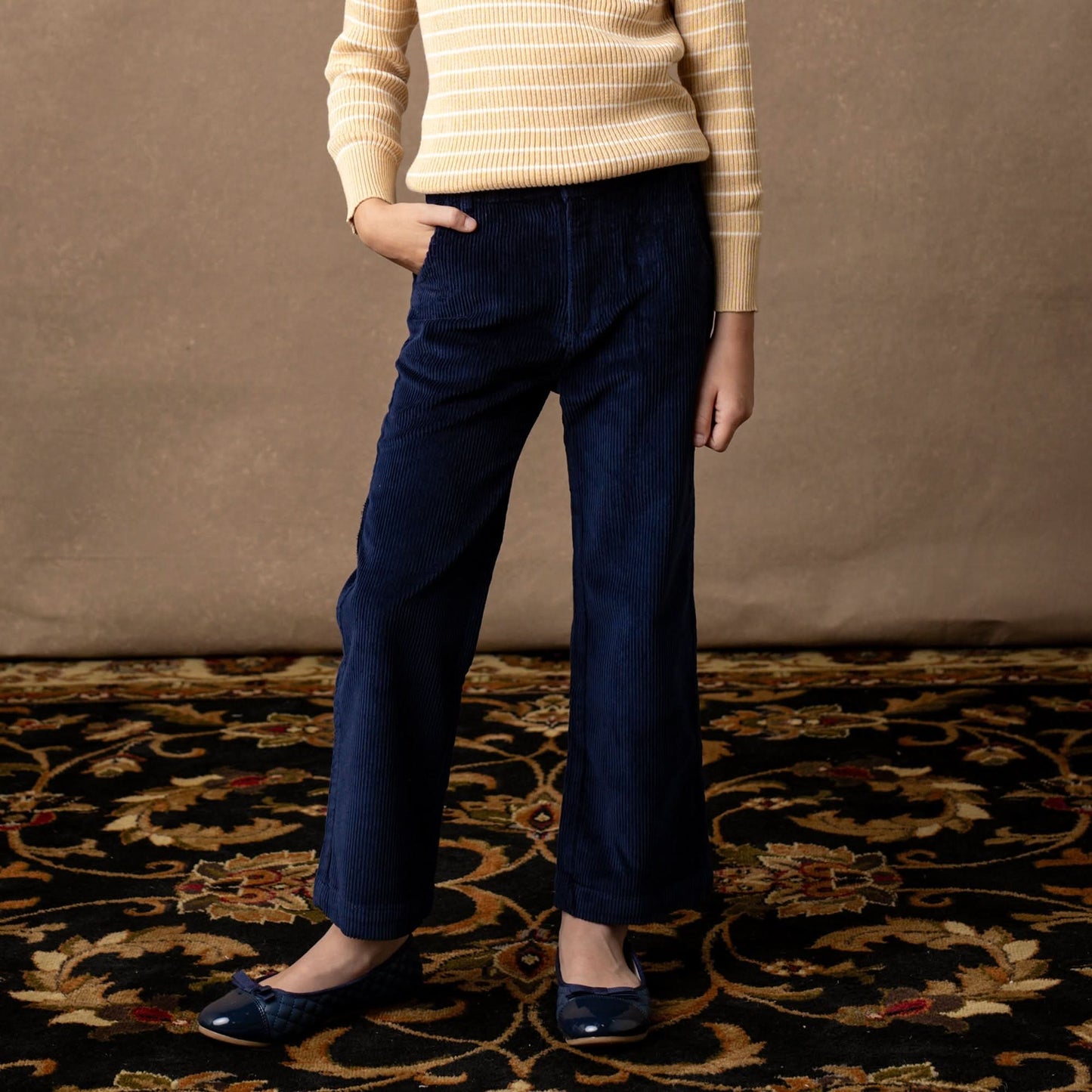 Girls Organic Straight Leg Corduroy Pant - Navy