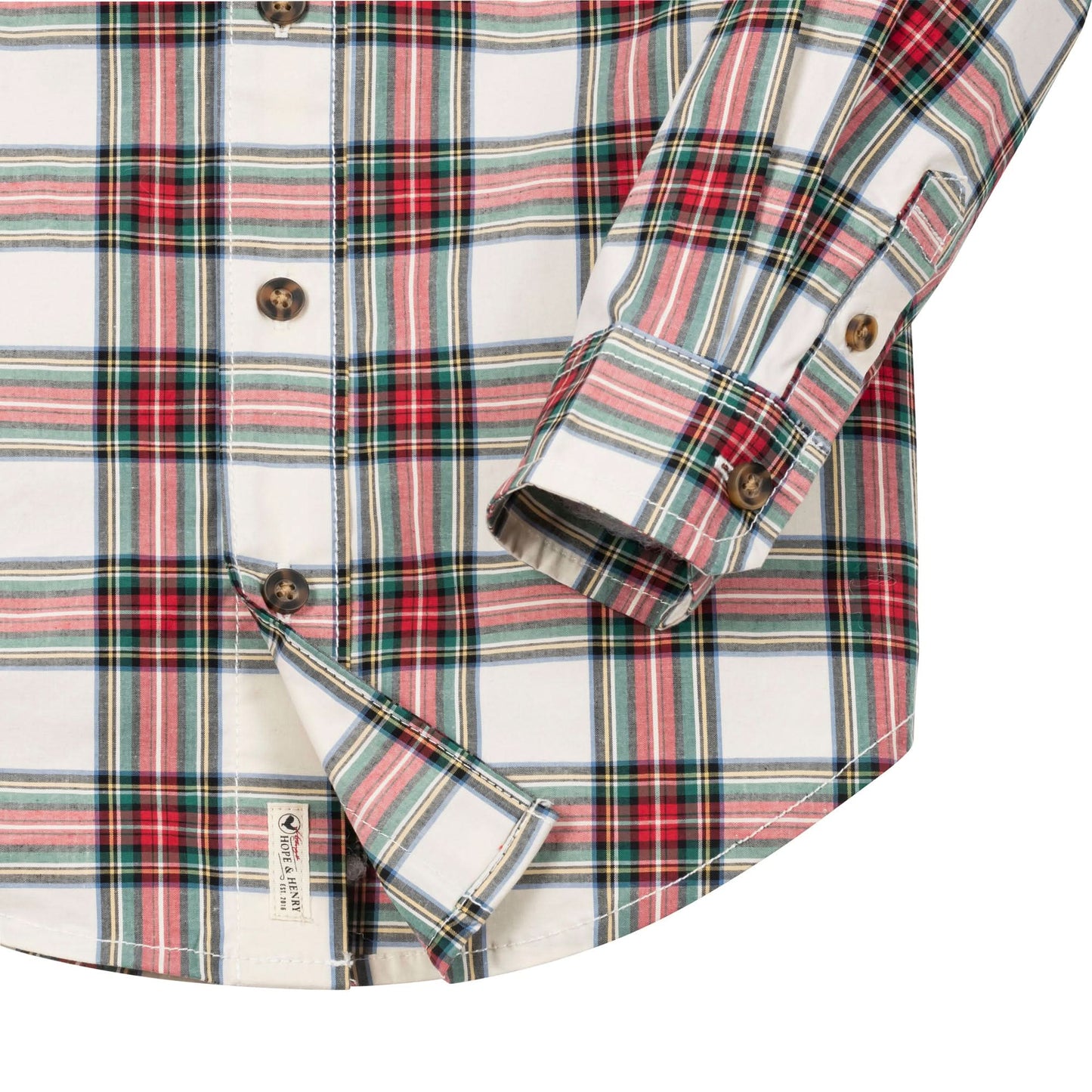 Boys Organic Button Down Shirt - Ivory Tartan