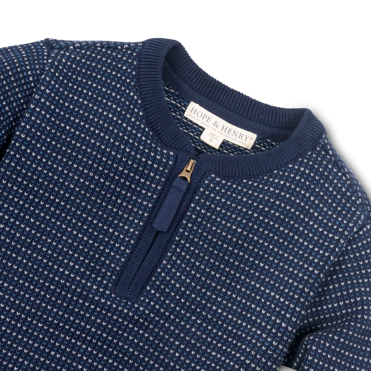 Organic Baby & Kid Boy Henley Sweater with Zipper