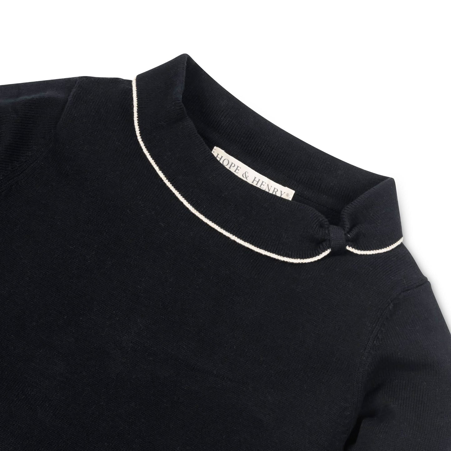 Girls Organic Ruffle Cuff Collar Sweater - Black