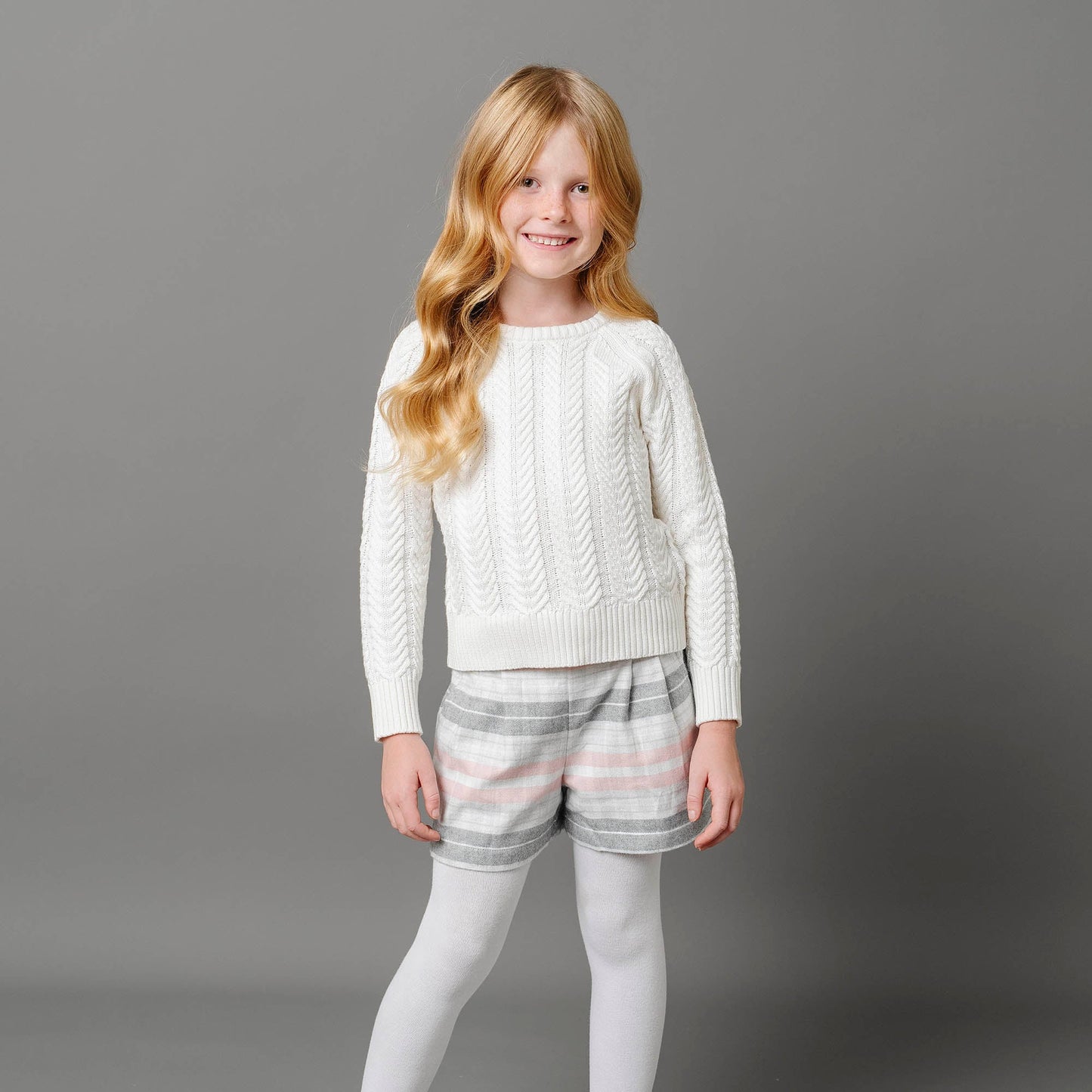 Girls Organic Raglan Cable Sweater