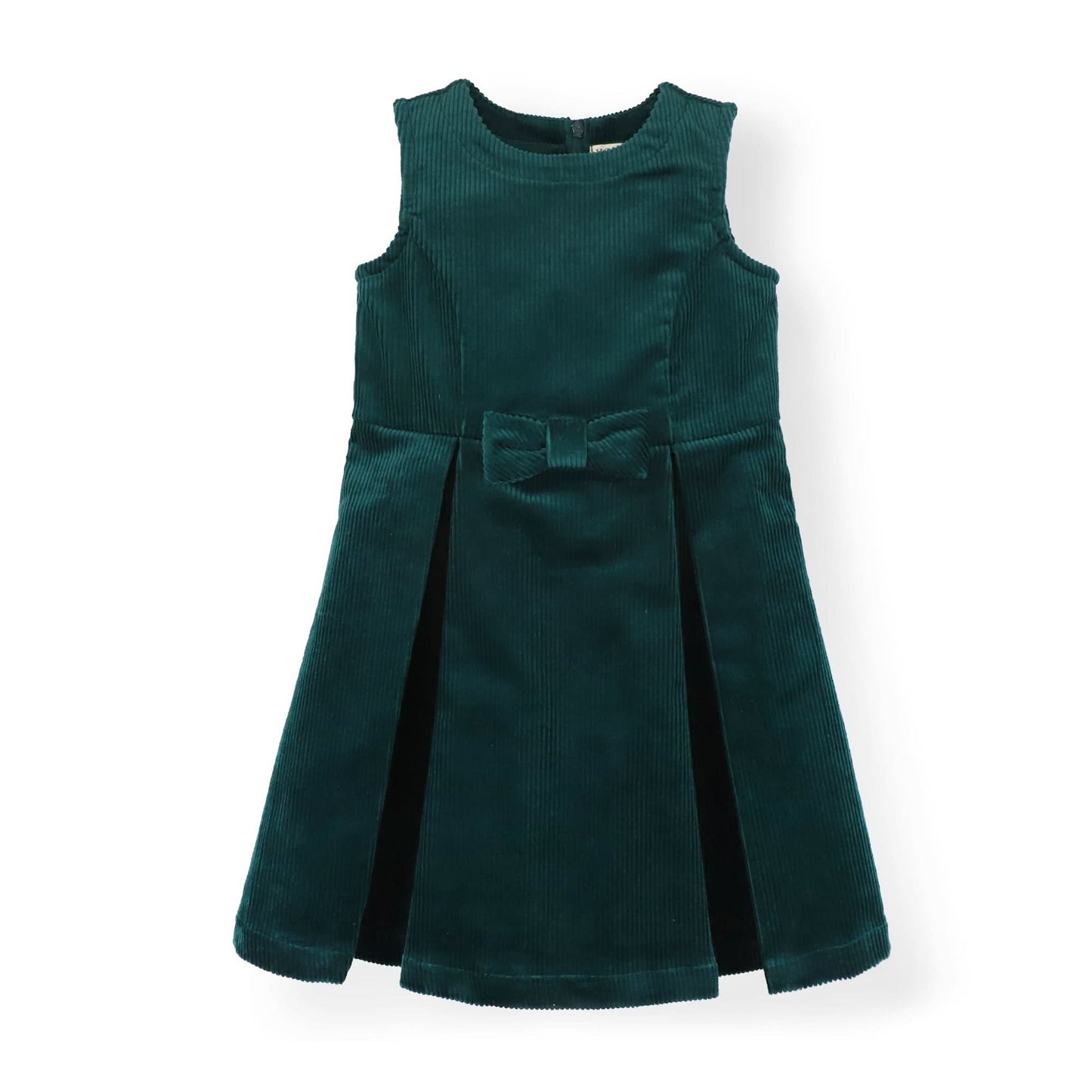 Girls Bow Front Jumper Dress - Deep Green