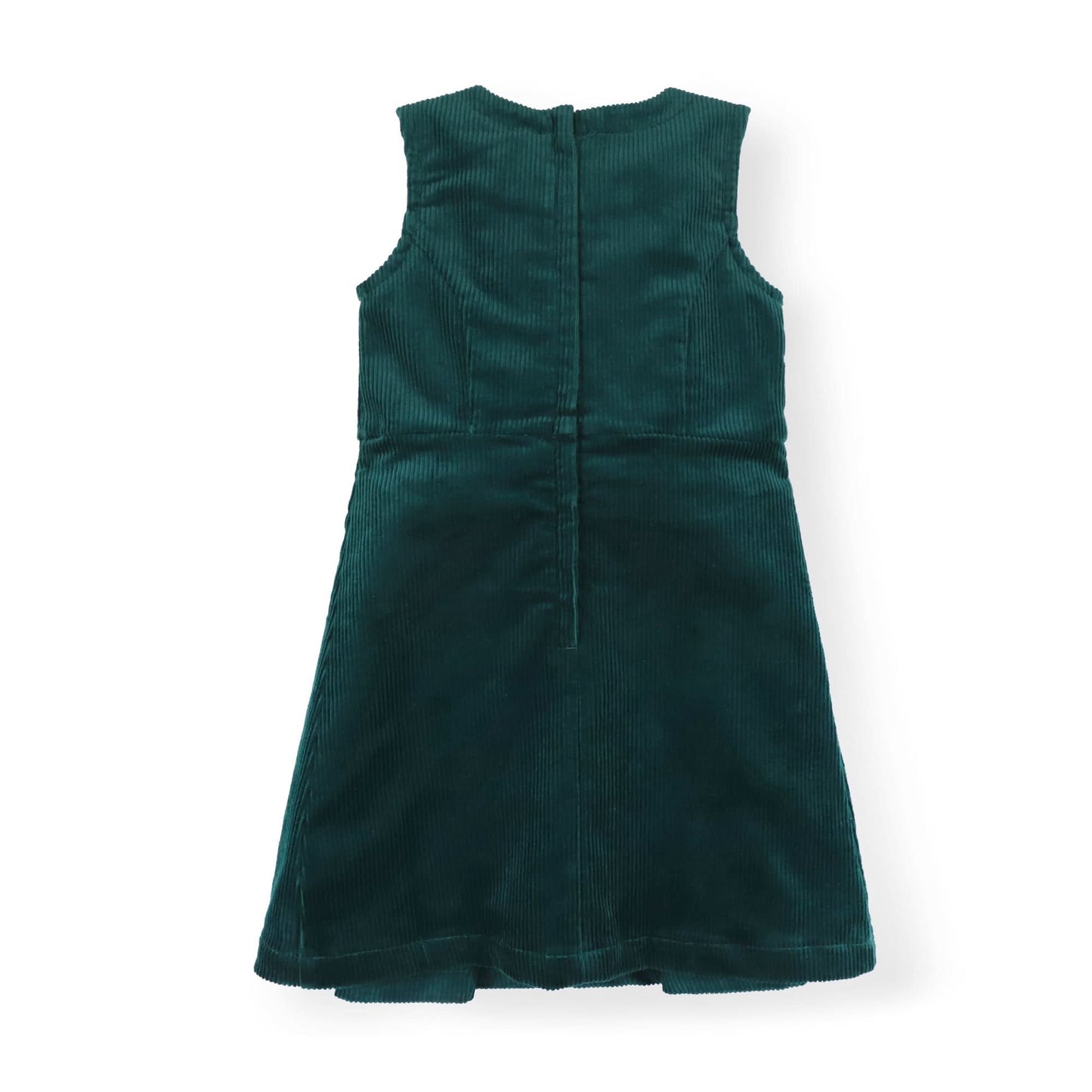 Girls Bow Front Jumper Dress - Deep Green