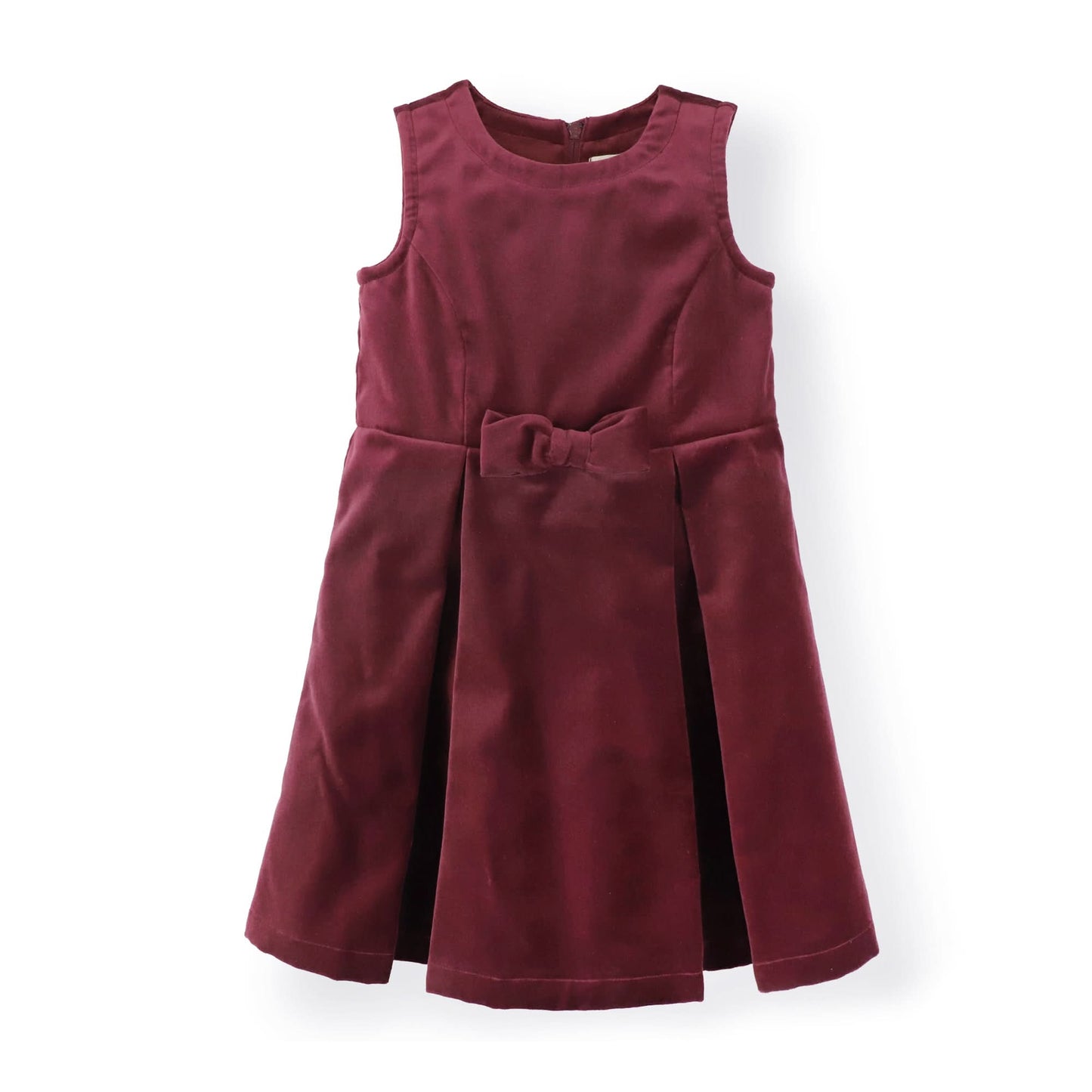 Bow Front Toddler & Kid Jumper Dress - Wine Velvet