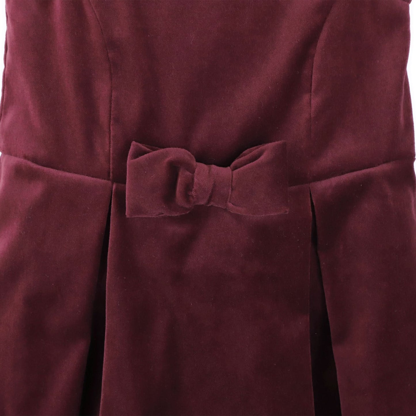 Bow Front Toddler & Kid Jumper Dress - Wine Velvet