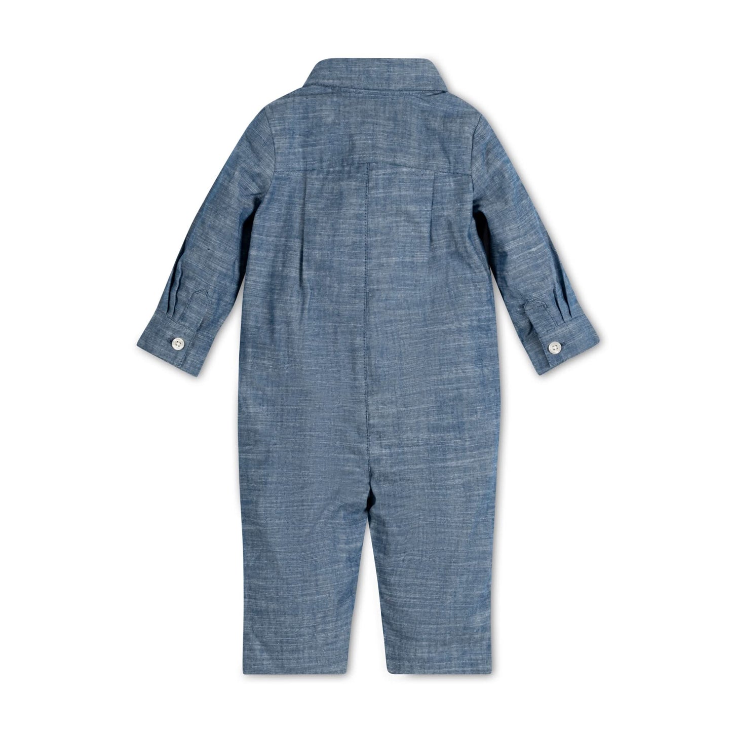 Organic Baby Boy Chambray Button Front Romper