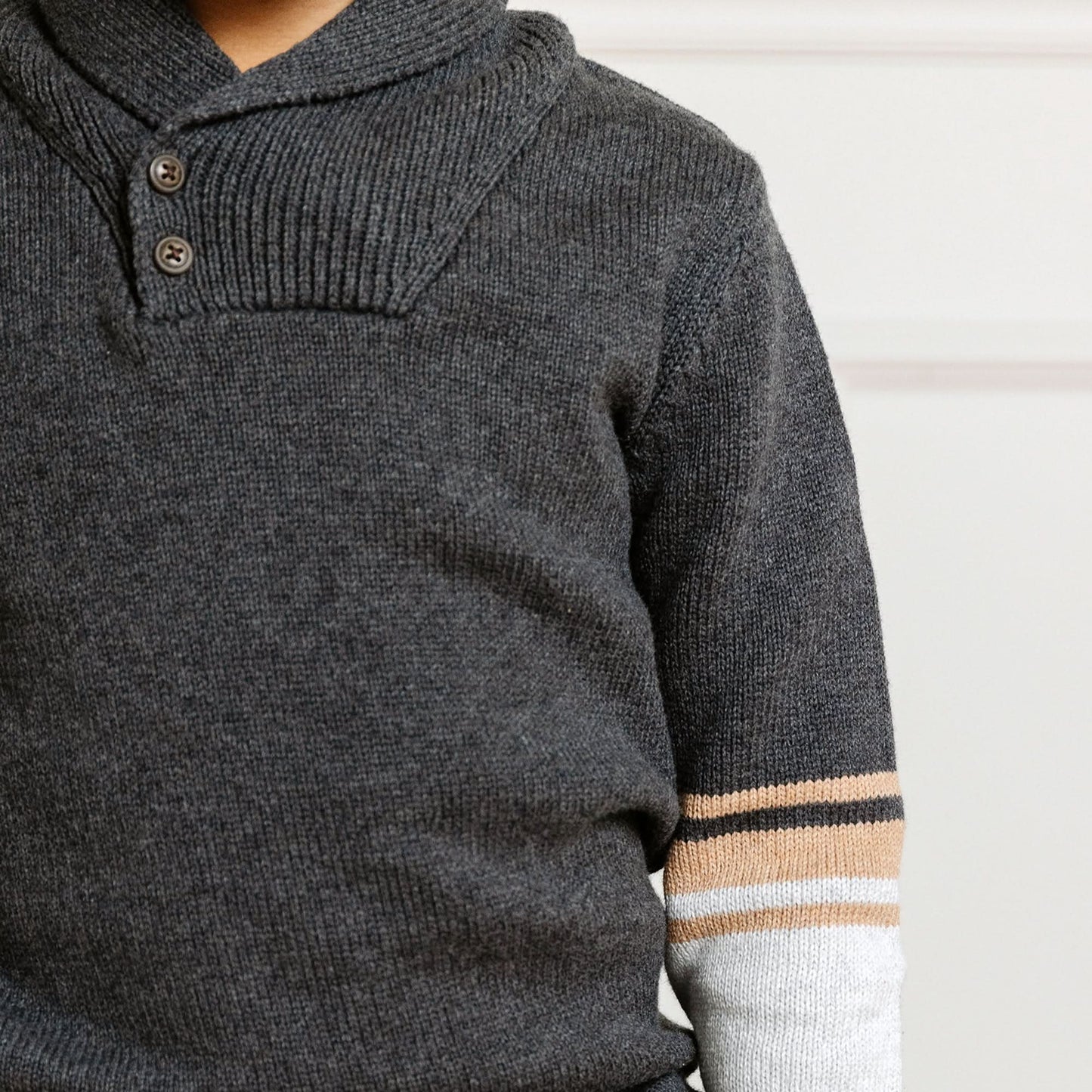 Boys Shawl Collar Organic Sweater