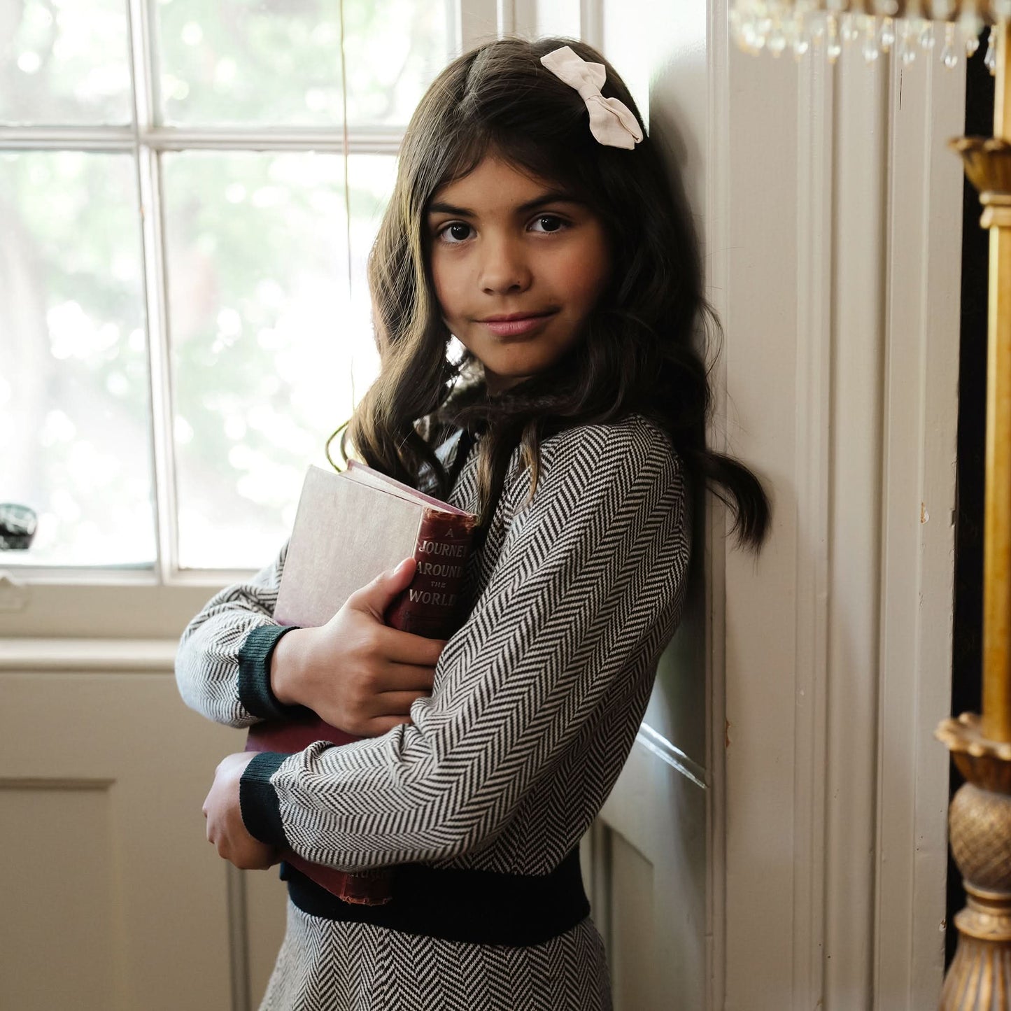 Girls Faux Fur Cardigan & Skirt Organic Sweater Set