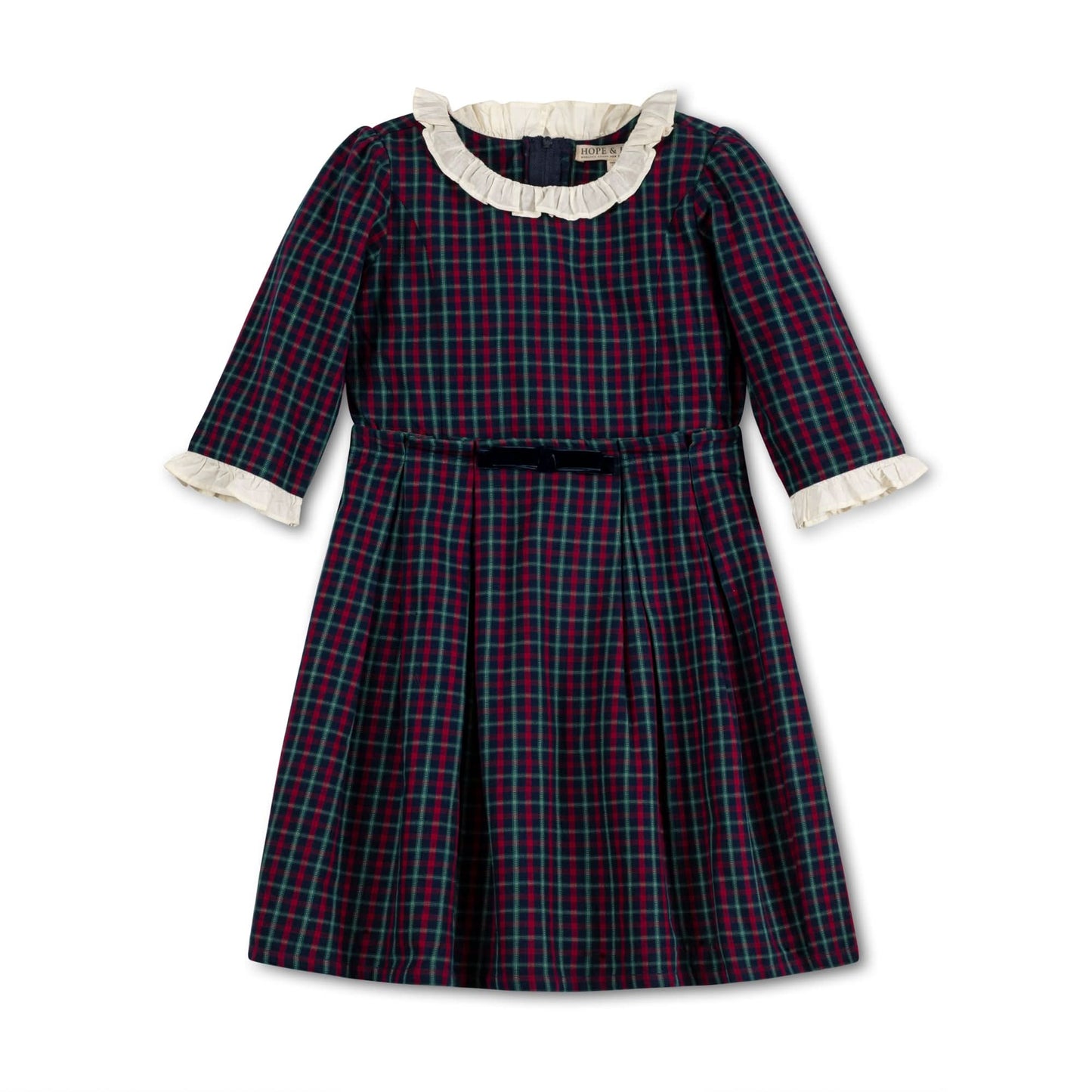 Girls Organic Ruffle Trim Party Dress - Navy