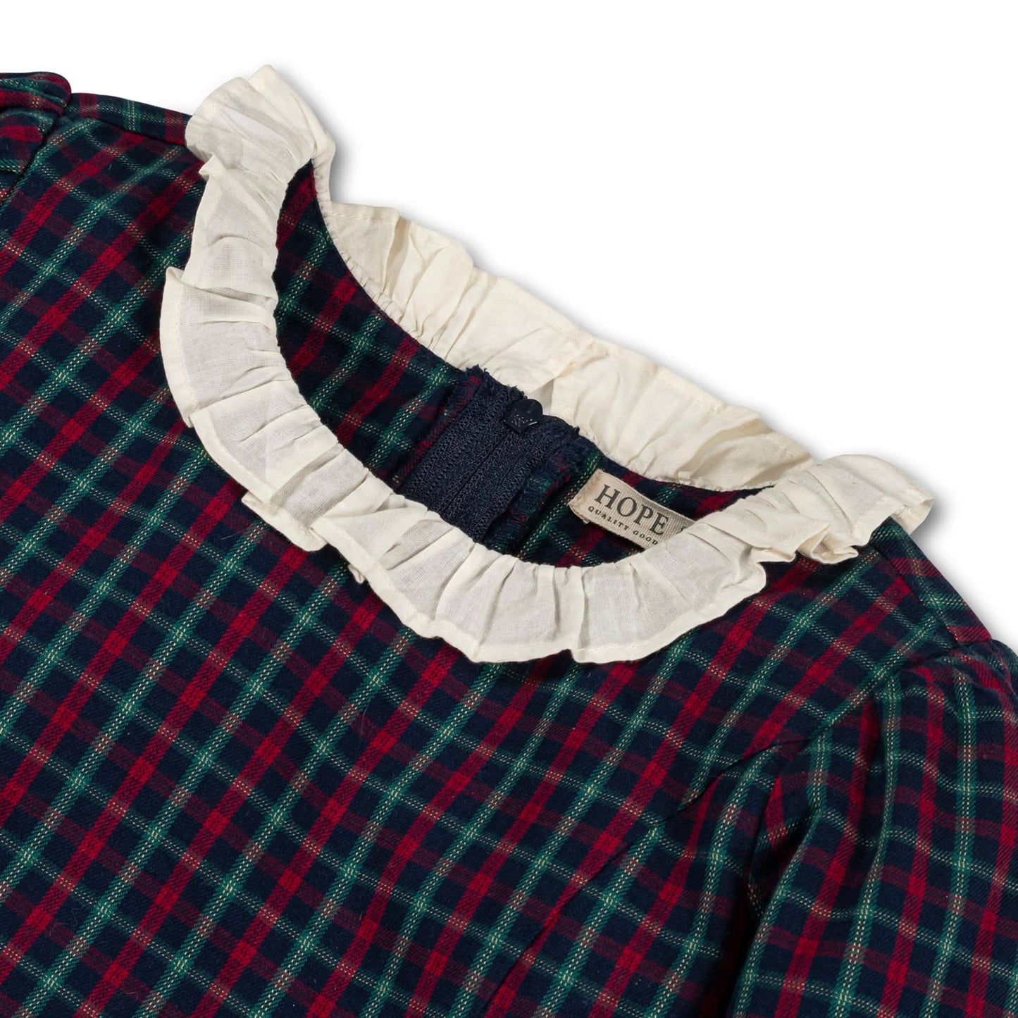 Girls Organic Ruffle Trim Party Dress - Navy