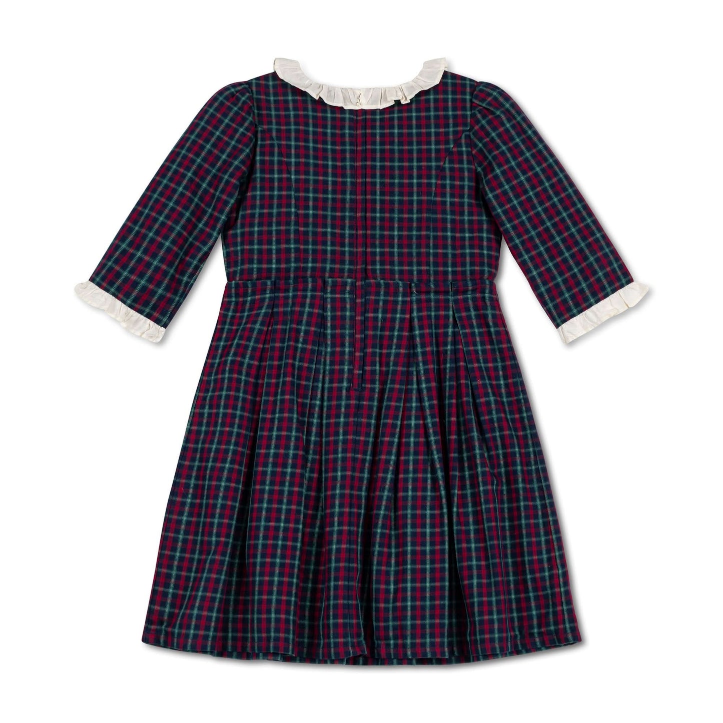 Girls Organic Ruffle Trim Party Dress - Navy
