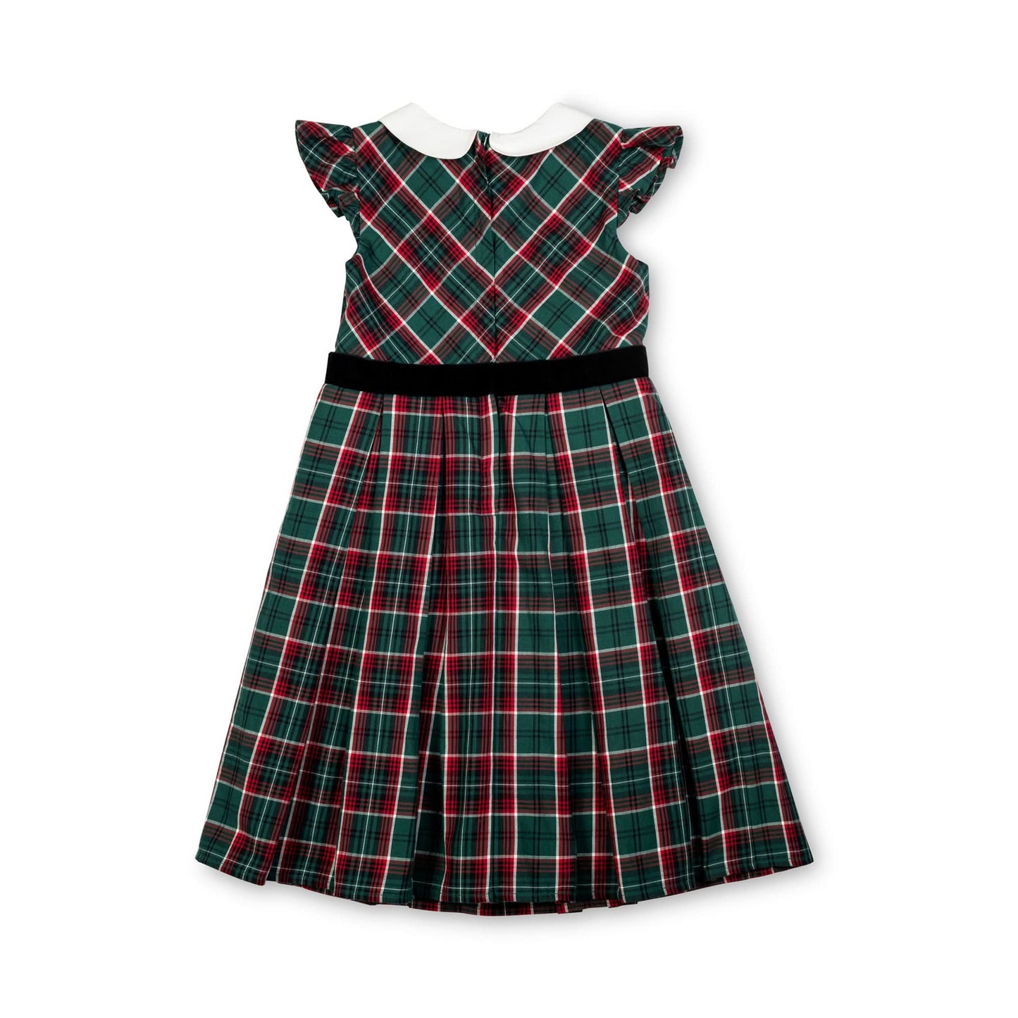 Organic Peter Pan Collar Green Plaid Dress
