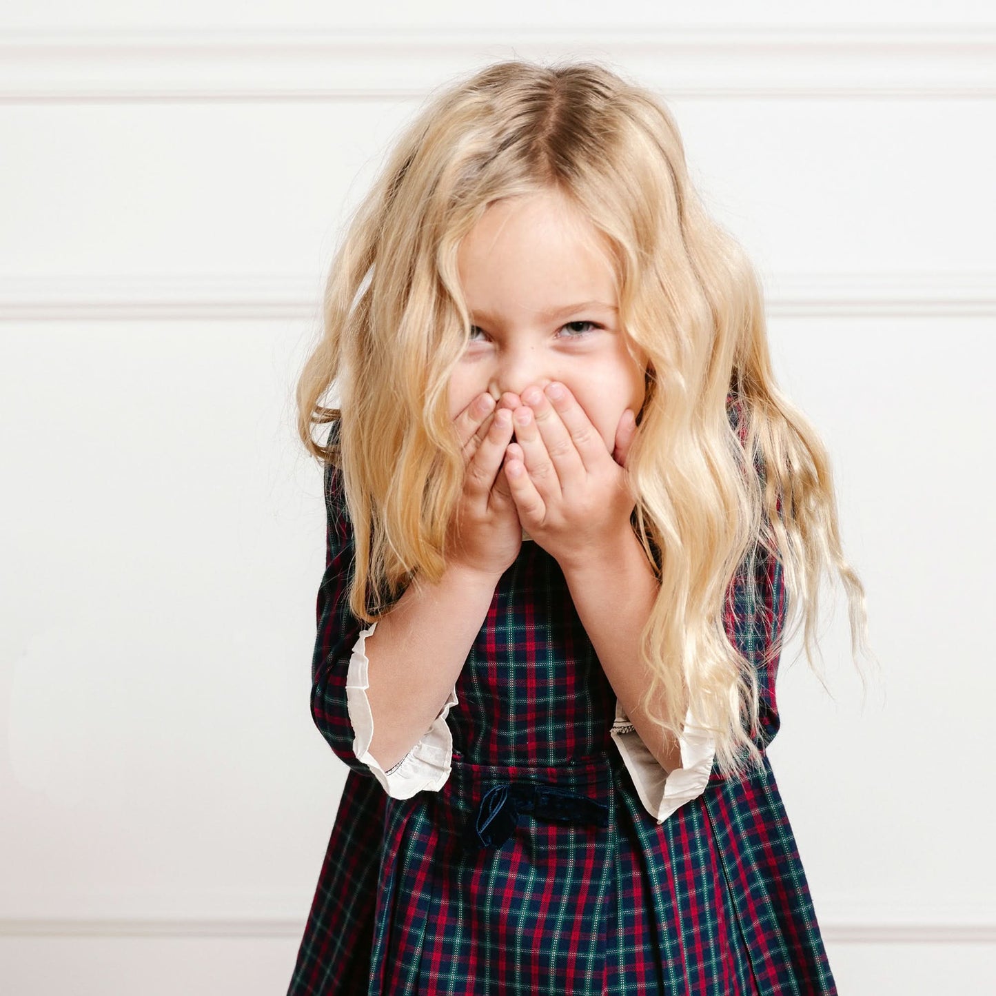 Girls Organic Ruffle Trim Party Dress - Navy