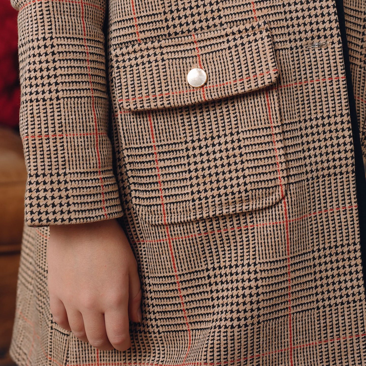 Girls Faux Fur Collar Fleece Coat