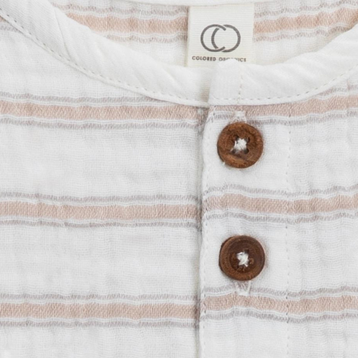 Dean Organic Muslin Baby Henley Tee - Arley Stripe