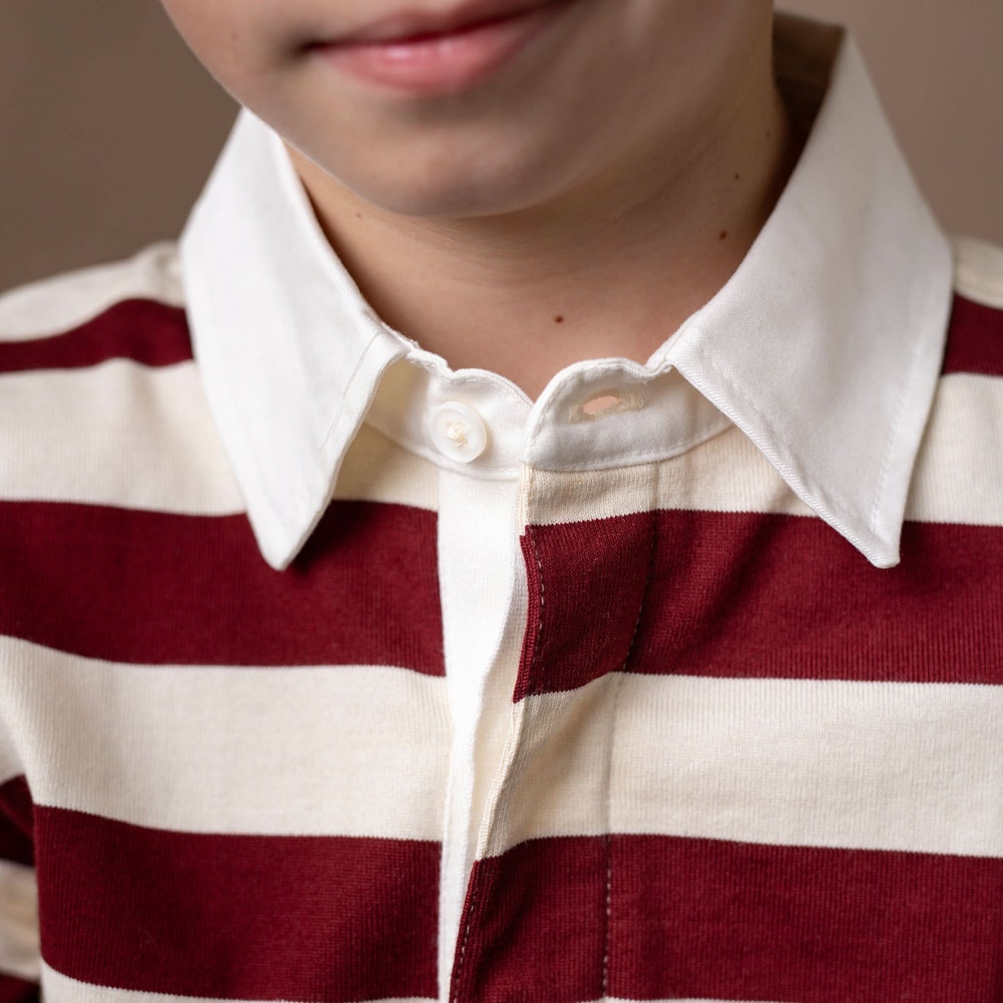 Baby Boy Organic Rugby Shirt - Oxblood