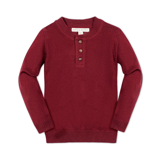 Organic Baby Boy Sweater Henley with Elbow Patches