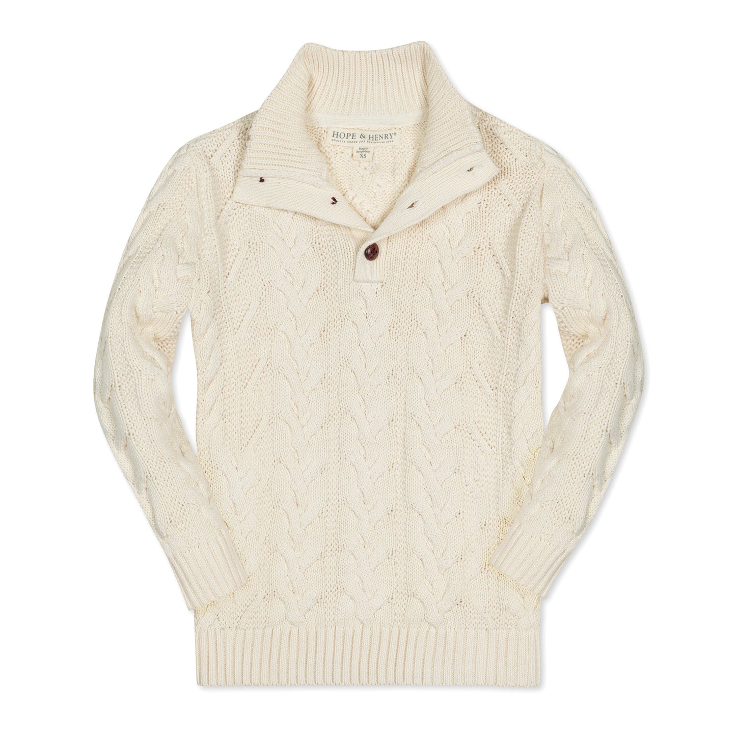 Boys Organic Mock Neck Cable Knit Sweater - Ivory
