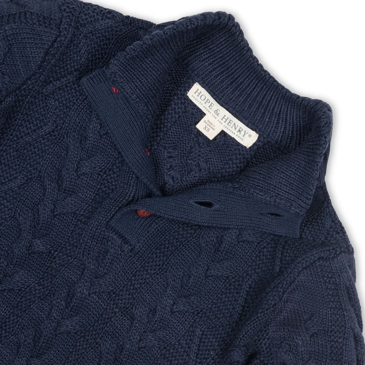 Boys Organic Mock Neck Cable Sweater - Navy