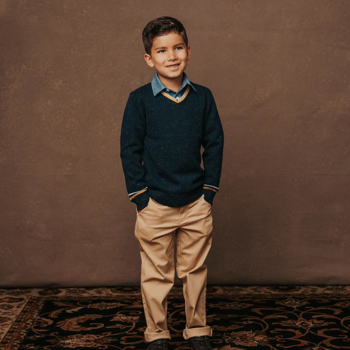 Boys Organic V-Neck Sweater