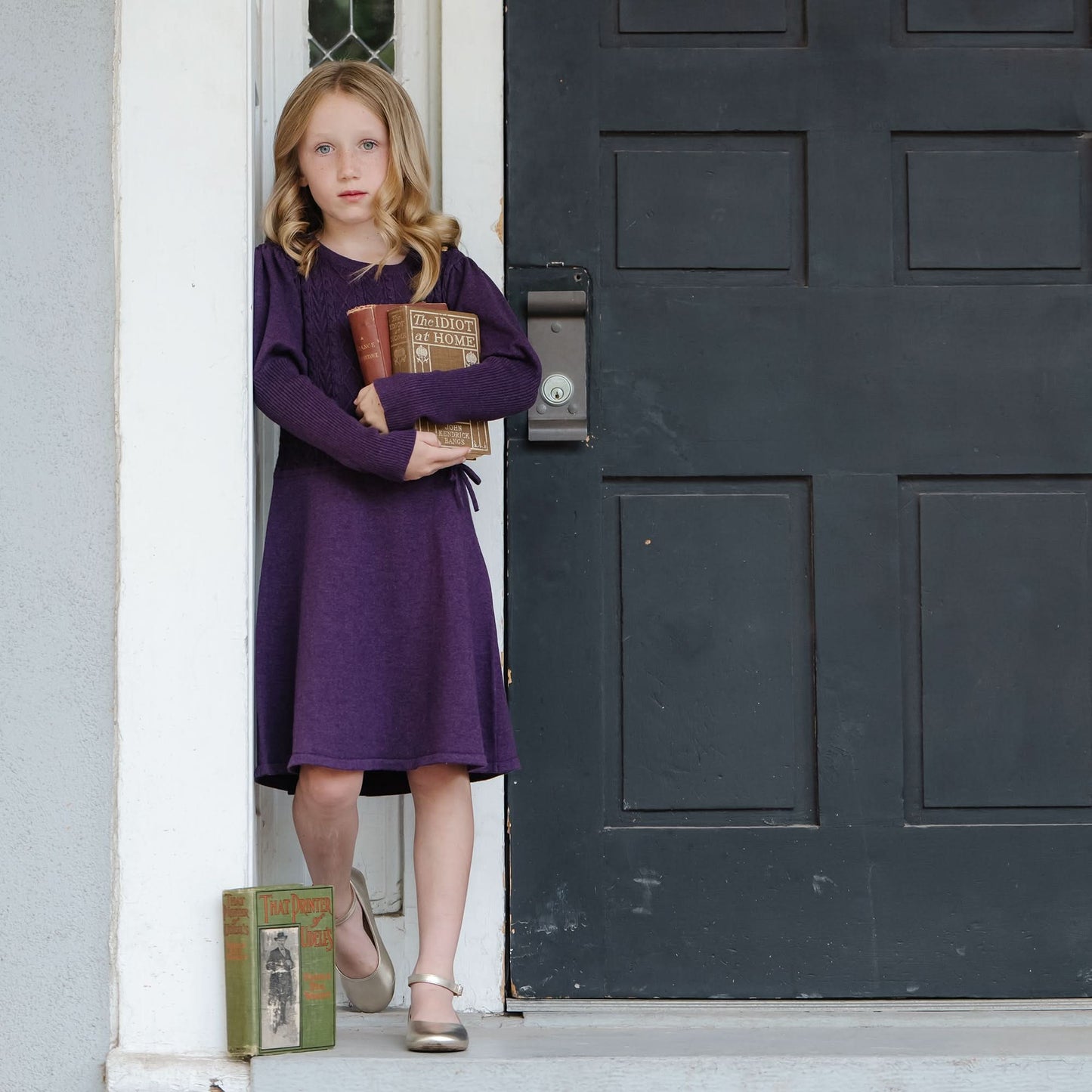 Girls Organic Cable Bodice Sweater Dress