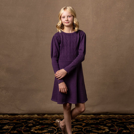 Girls Organic Cable Bodice Sweater Dress