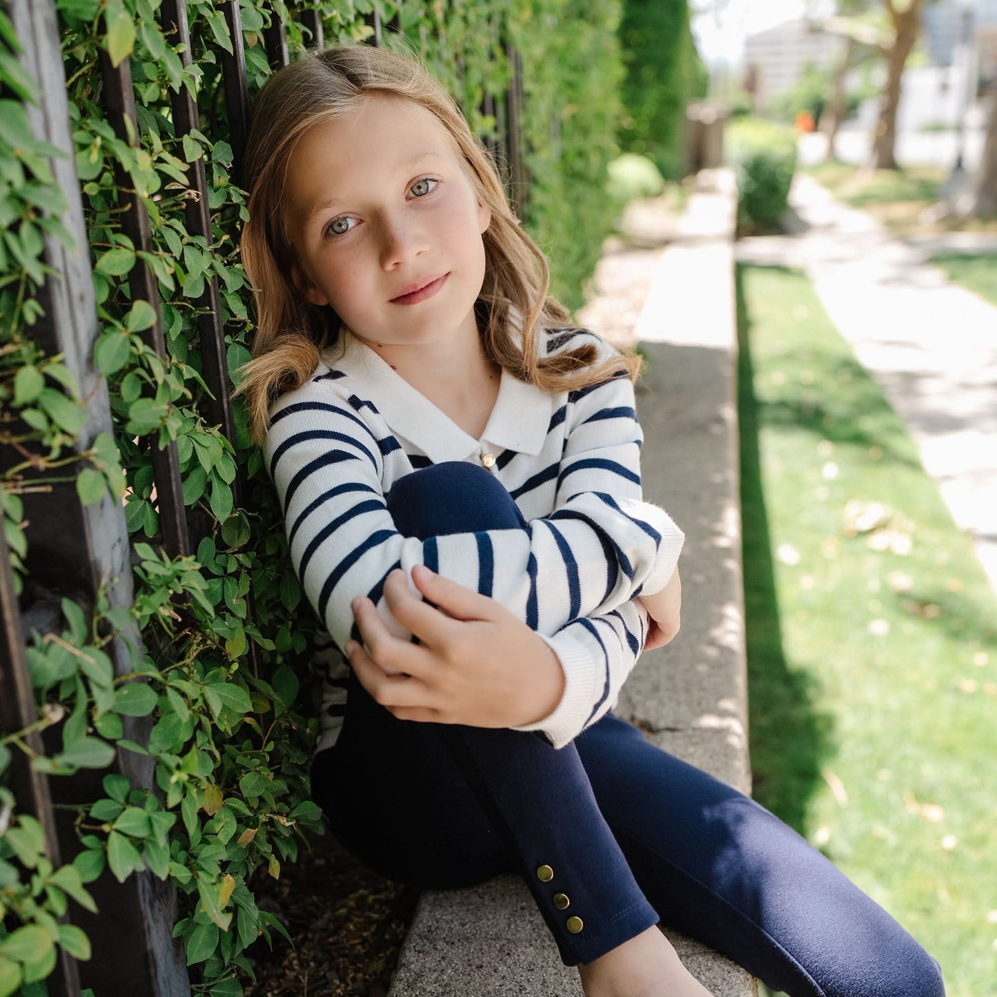 Baby Girl Organic French Collared Keyhole Sweater