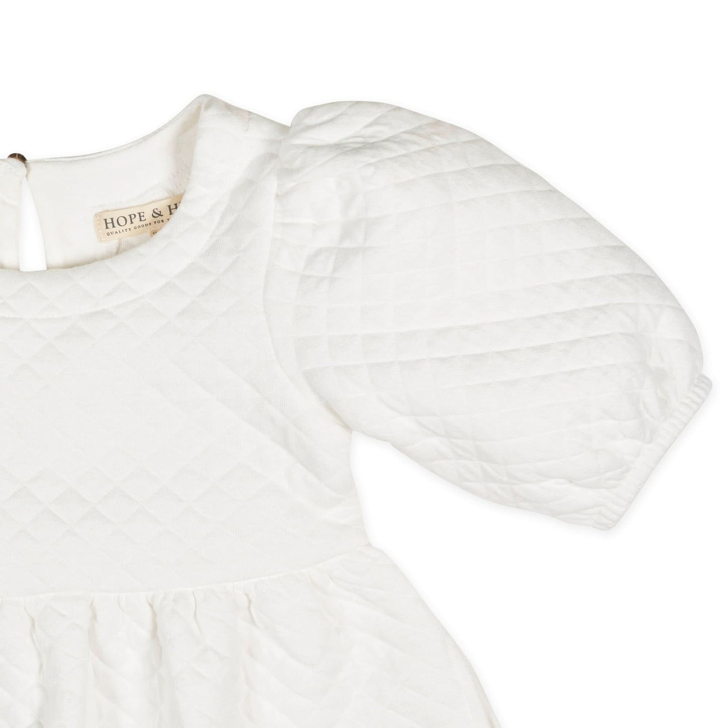 Girls Organic Quilted Puff Sleeve Dress