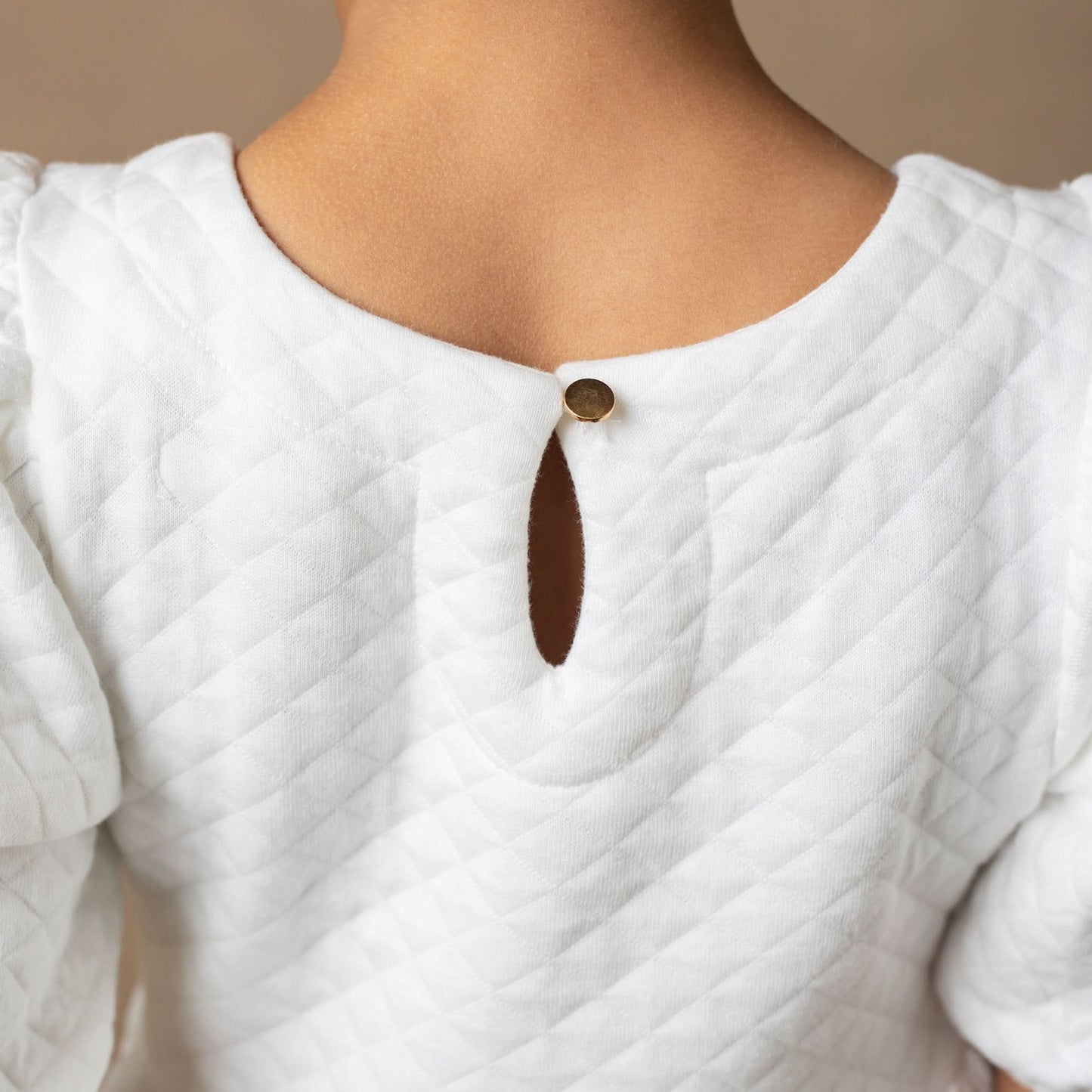 Girls Organic Quilted Puff Sleeve Dress