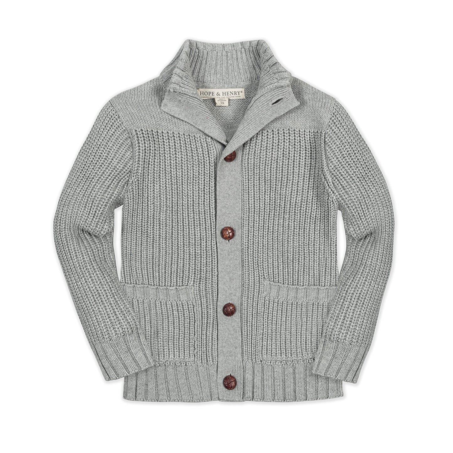 Baby Boy Organic Mock Neck Cardigan - Dark Gray