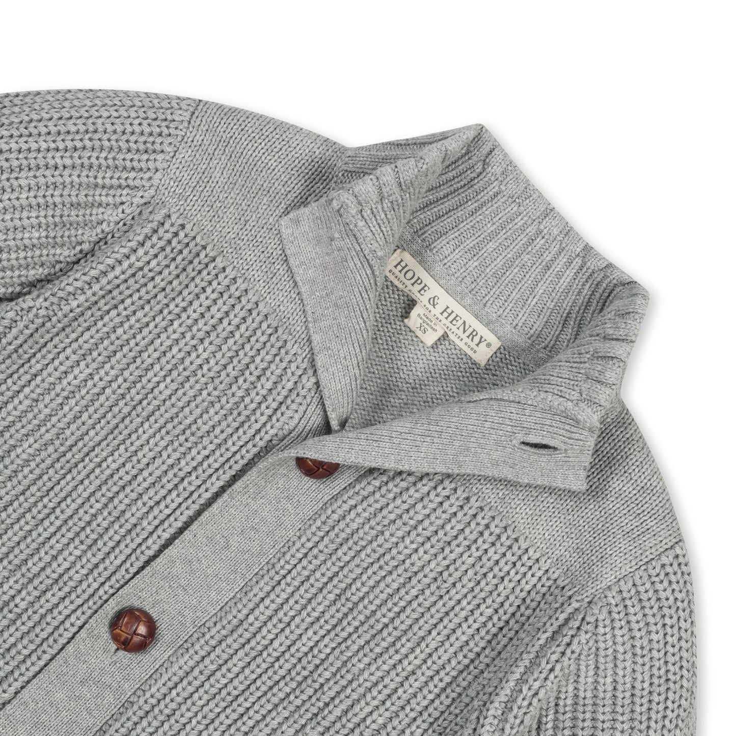 Boys Organic Mock Neck Cardigan - Dark Gray
