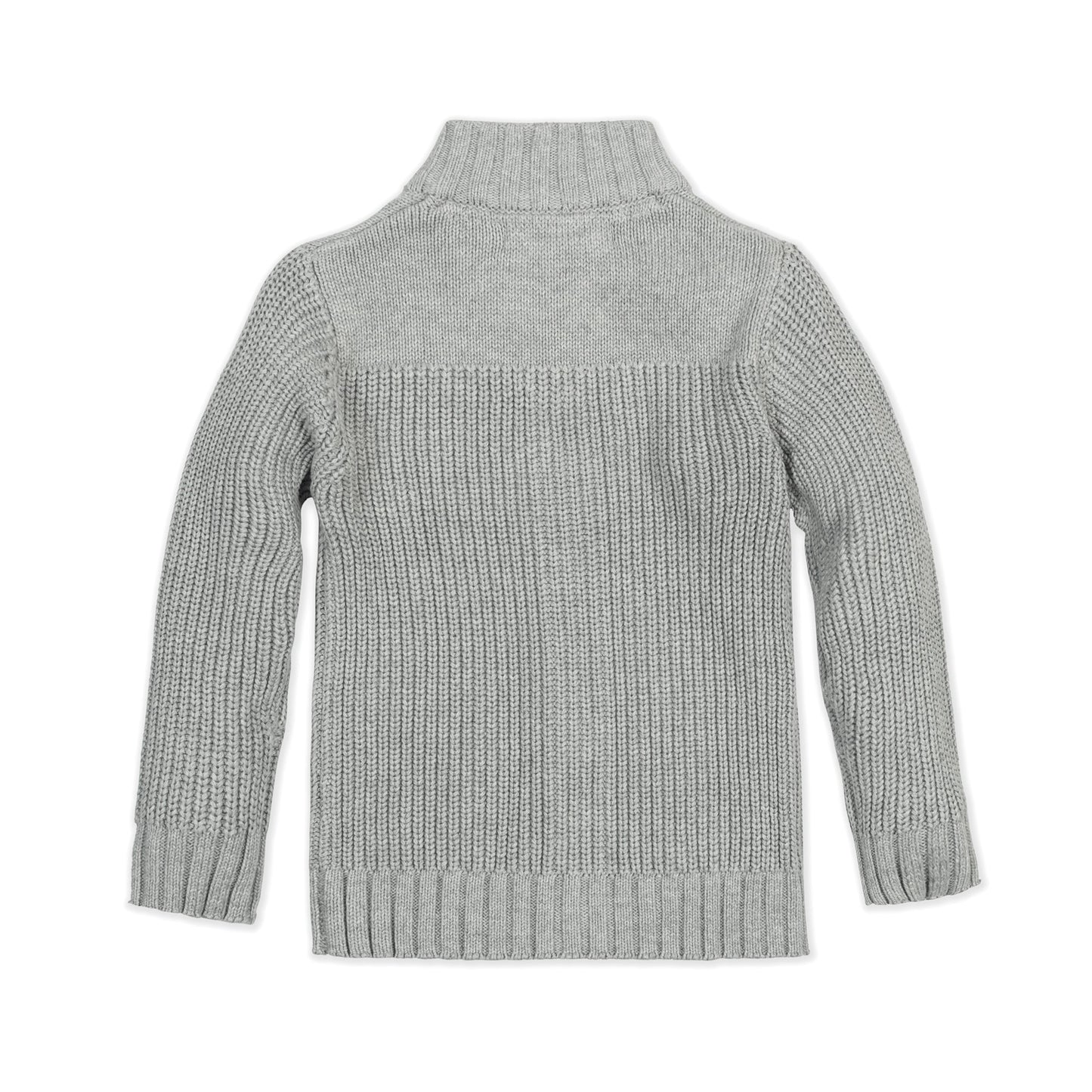 Boys Organic Mock Neck Cardigan - Dark Gray