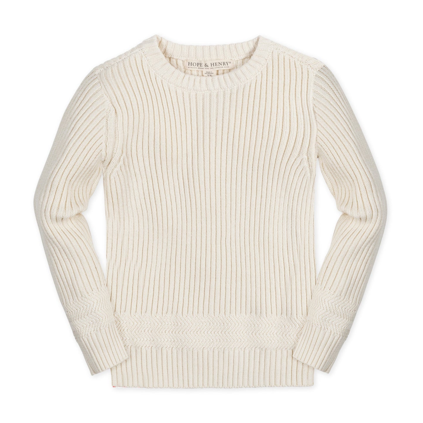 Boys Organic Herringbone Detail Crew Neck Sweater