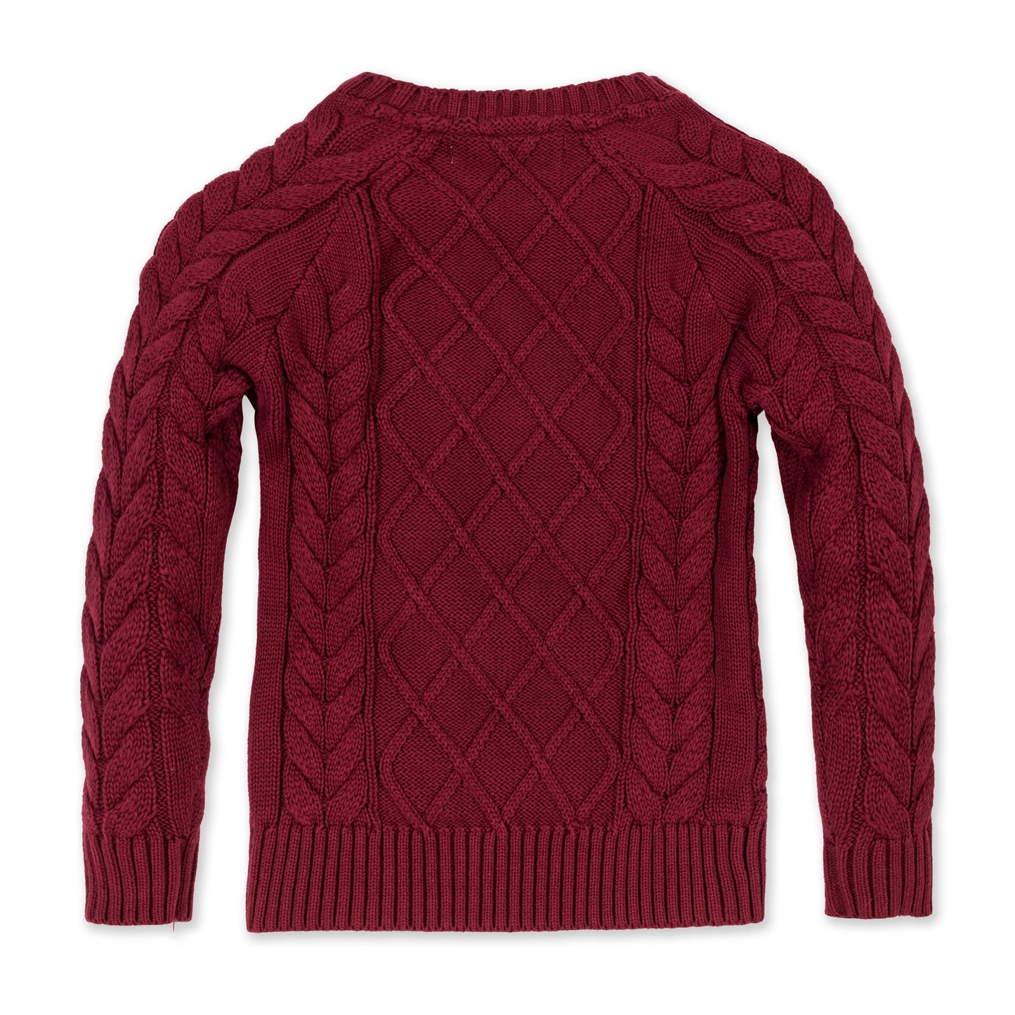 Boys Organic Raglan Fisherman Sweater - Oxblood