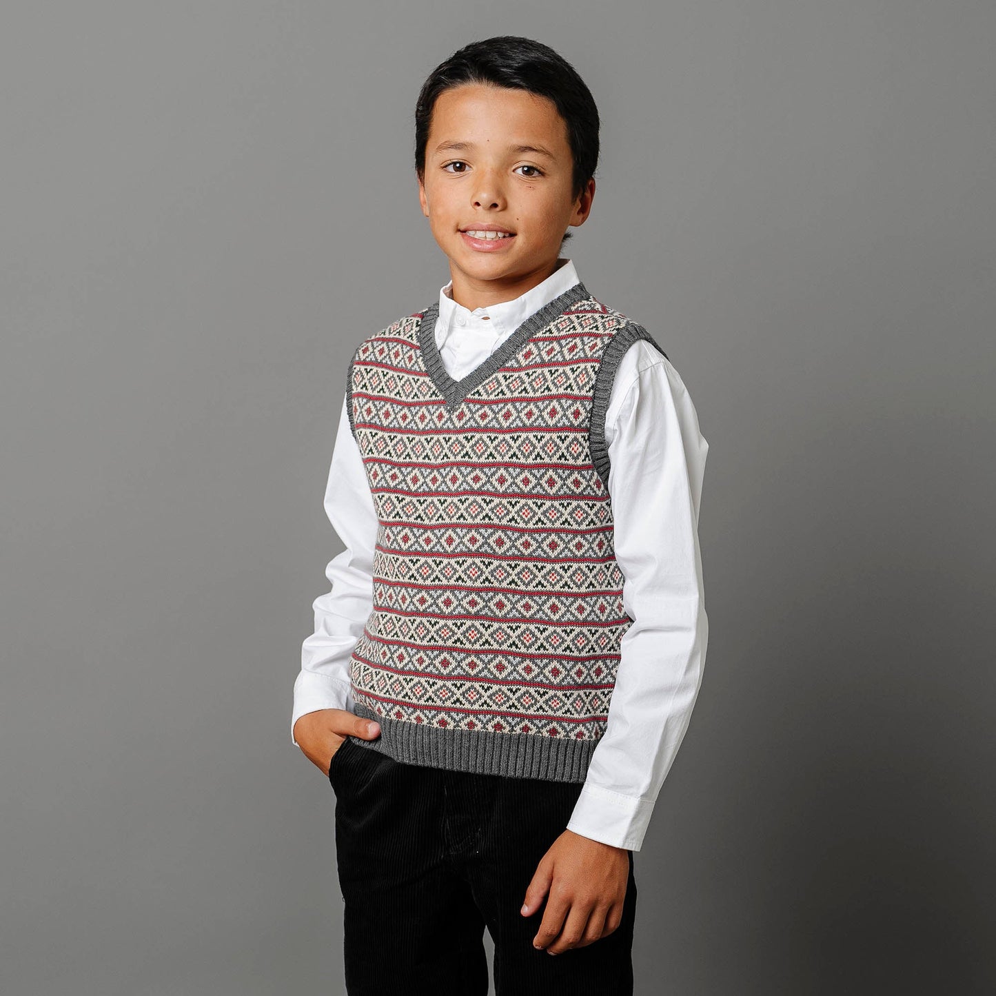 Boys Stretch Poplin Organic Button Down Shirt - White