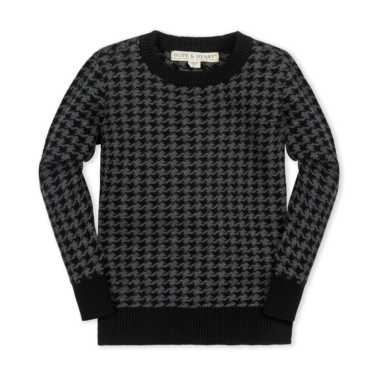 Baby Boy Organic Intarsia Crew Neck Sweater - Houndstooth